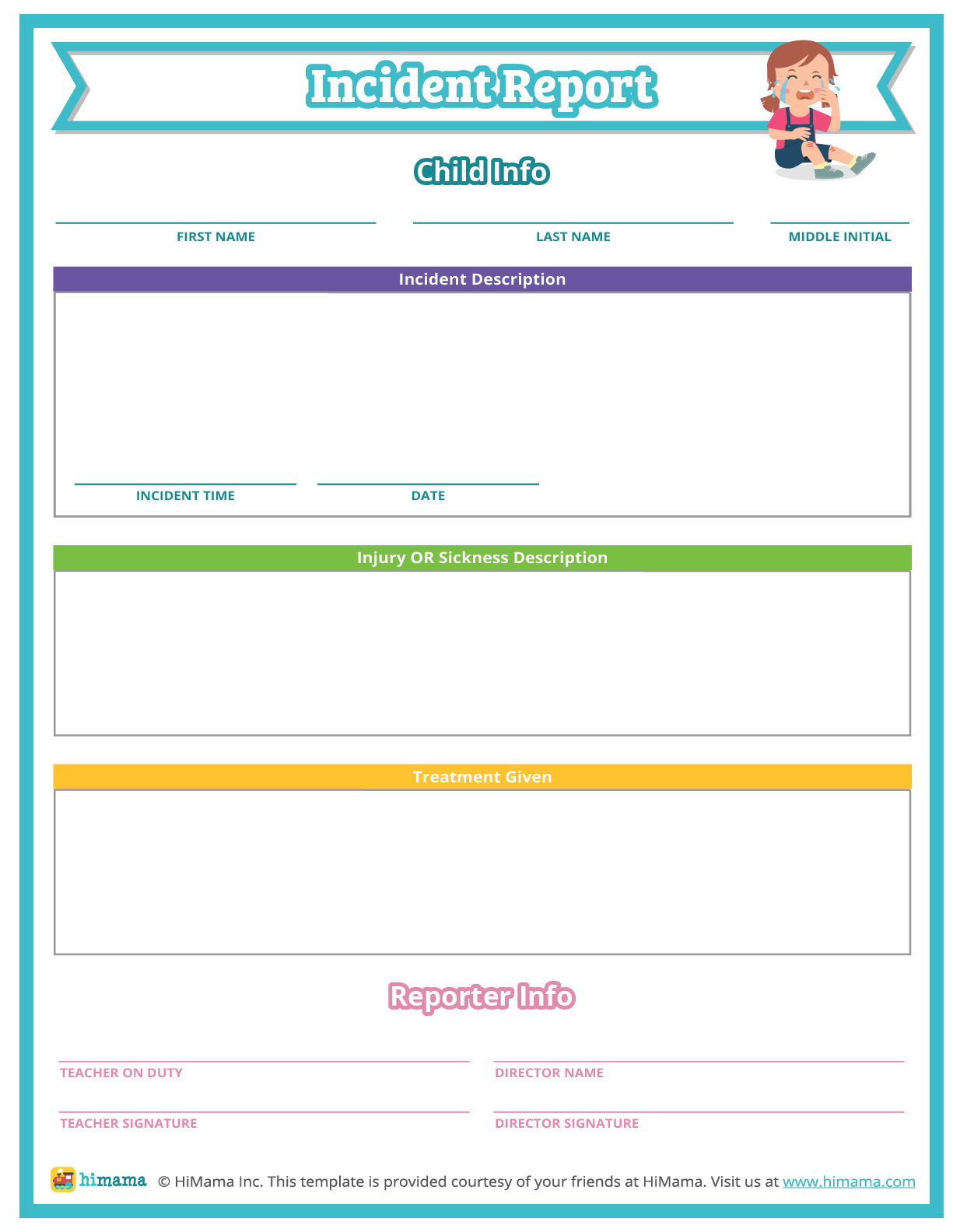 Daycare Incident Report Templates Lillio