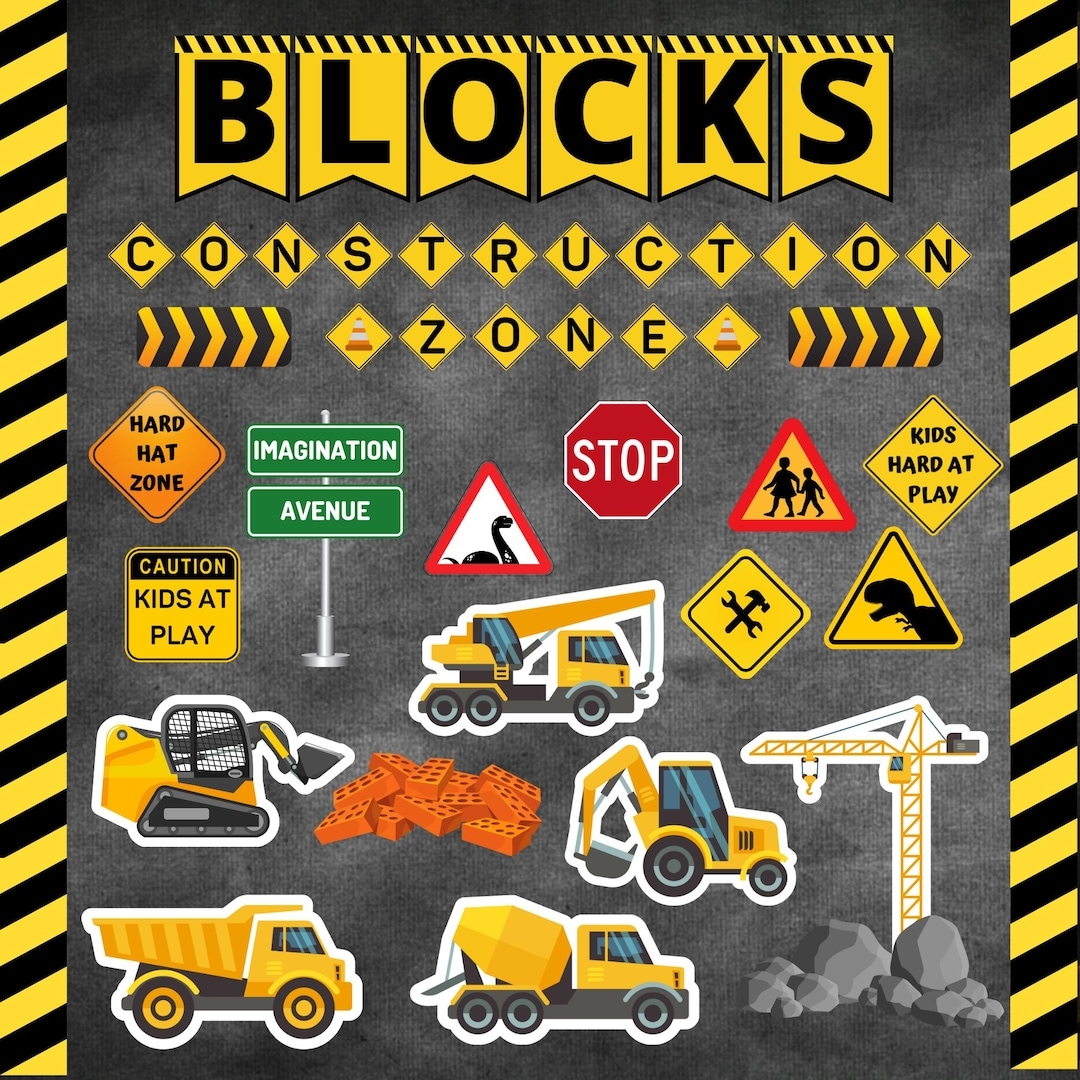 Daycare Preschool Block Center Bulletin Board Kit Preschool Center Signs Construction Signs Decor Environmental Print Etsy