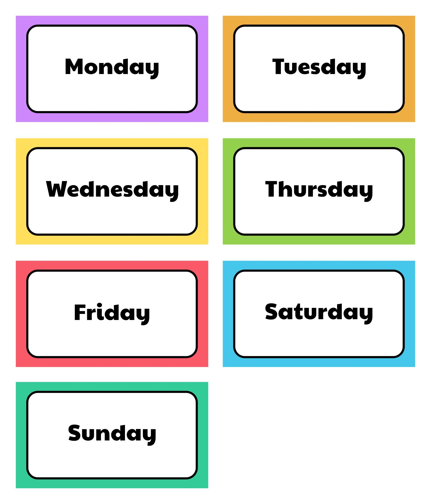 Days Of The Week 10 Free PDF Printables Printablee
