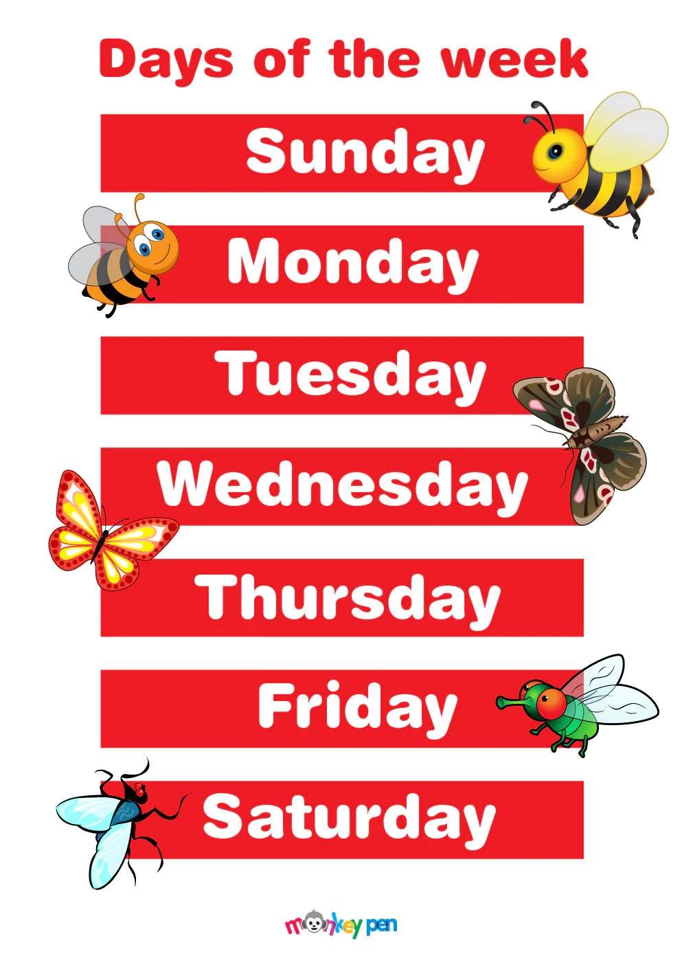 Days Of The Week Chart For Kids Free Printable PDF