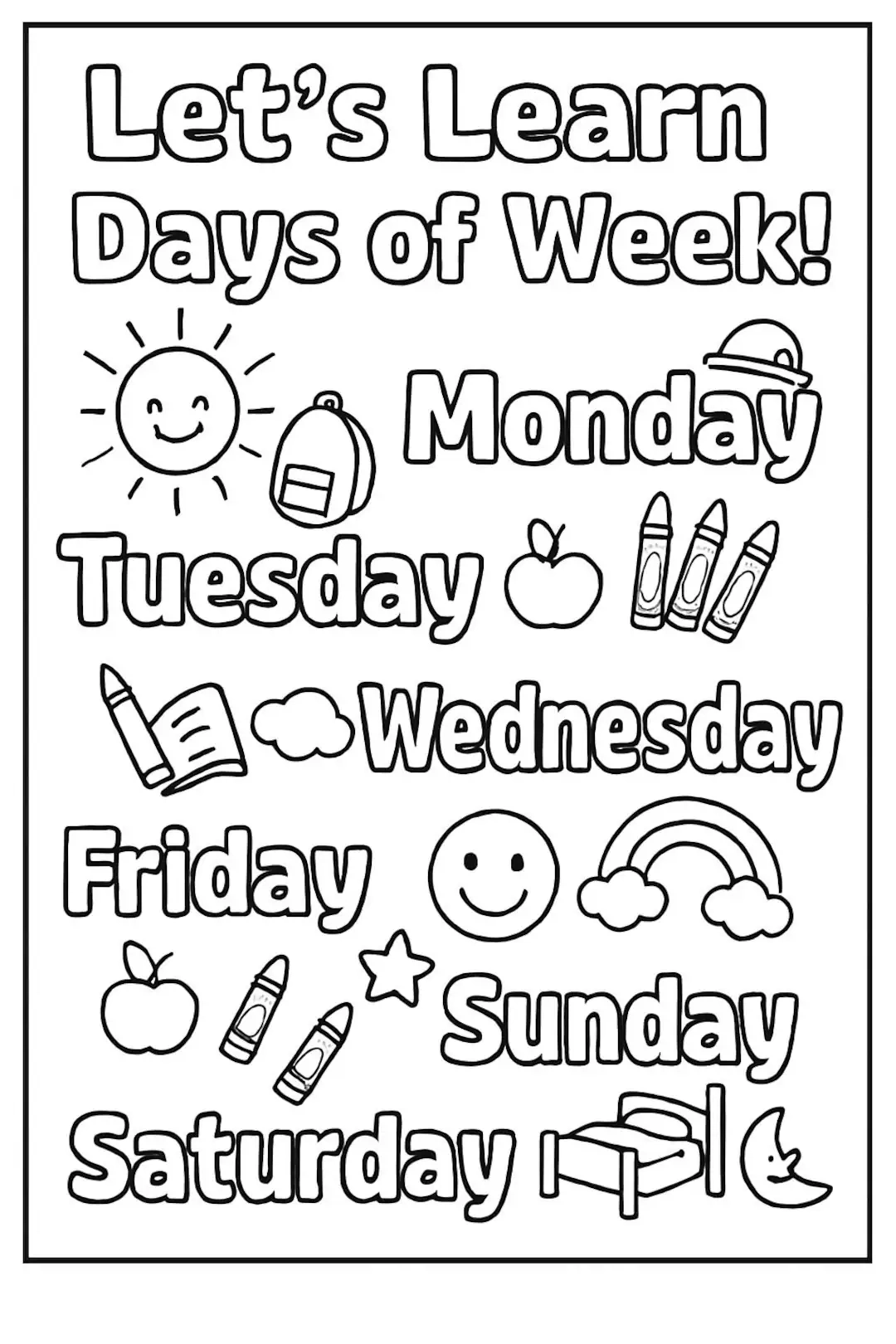 Days Of The Week Coloring Page Find The Missing Day PDF Download A4 Size Etsy