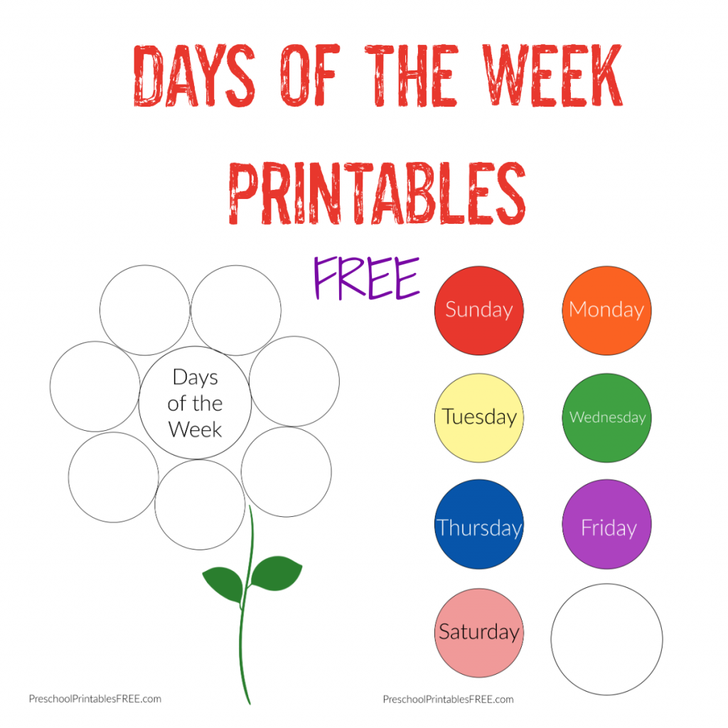Days Of The Week Printables free Free Preschool Printables