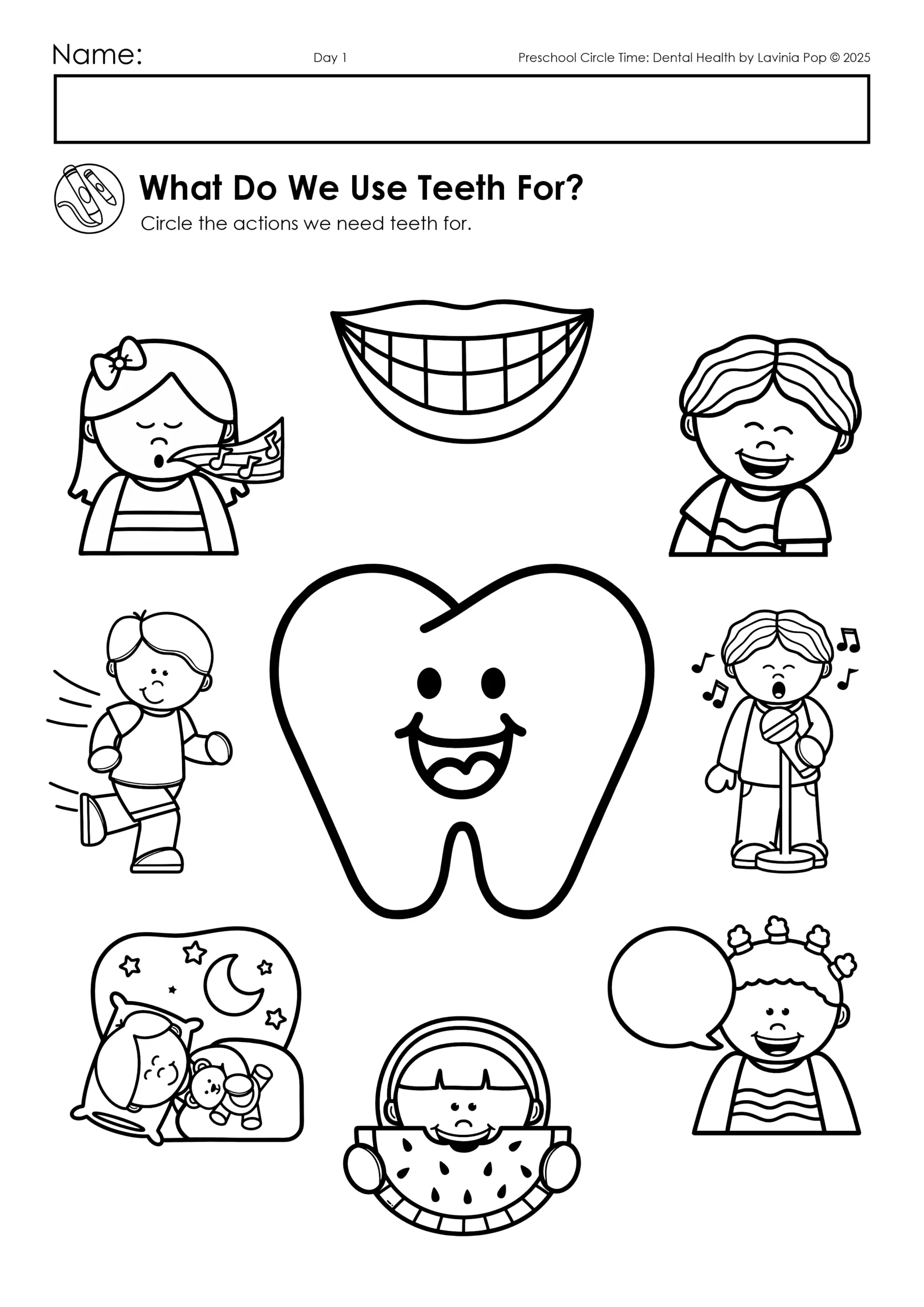 Dental Health Preschool Circle Time Plan
