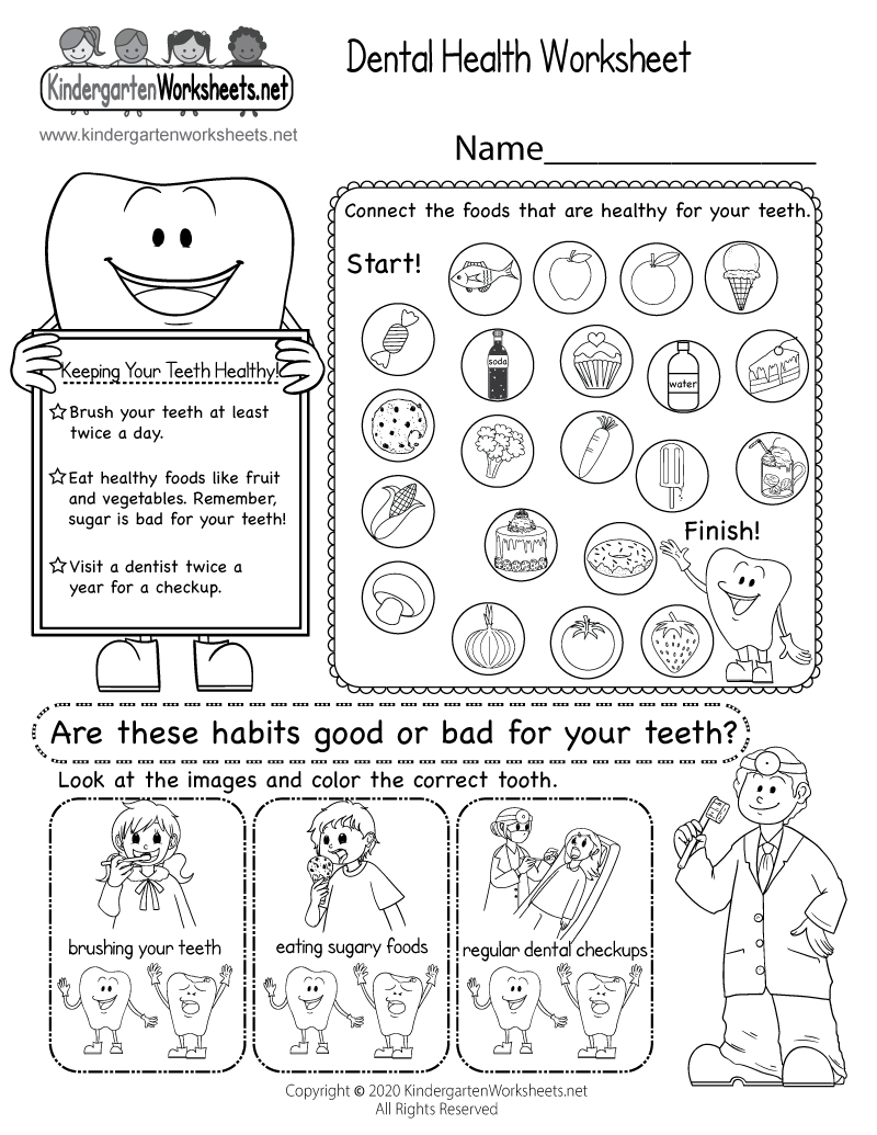 Dental Health Worksheet Free Printable PDF
