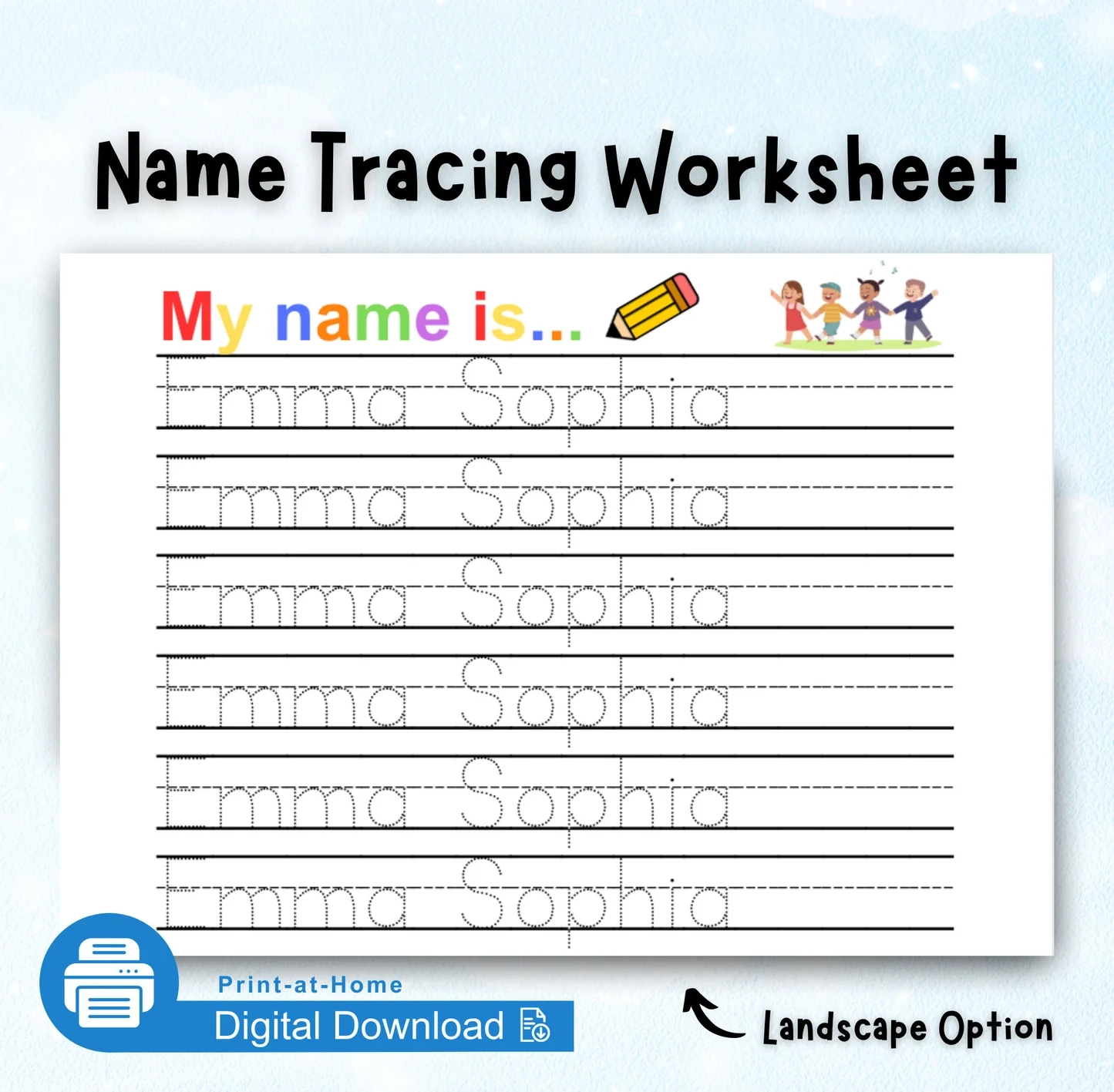 Digital Download Personalized Name Tracing Worksheet Shop At Felicity