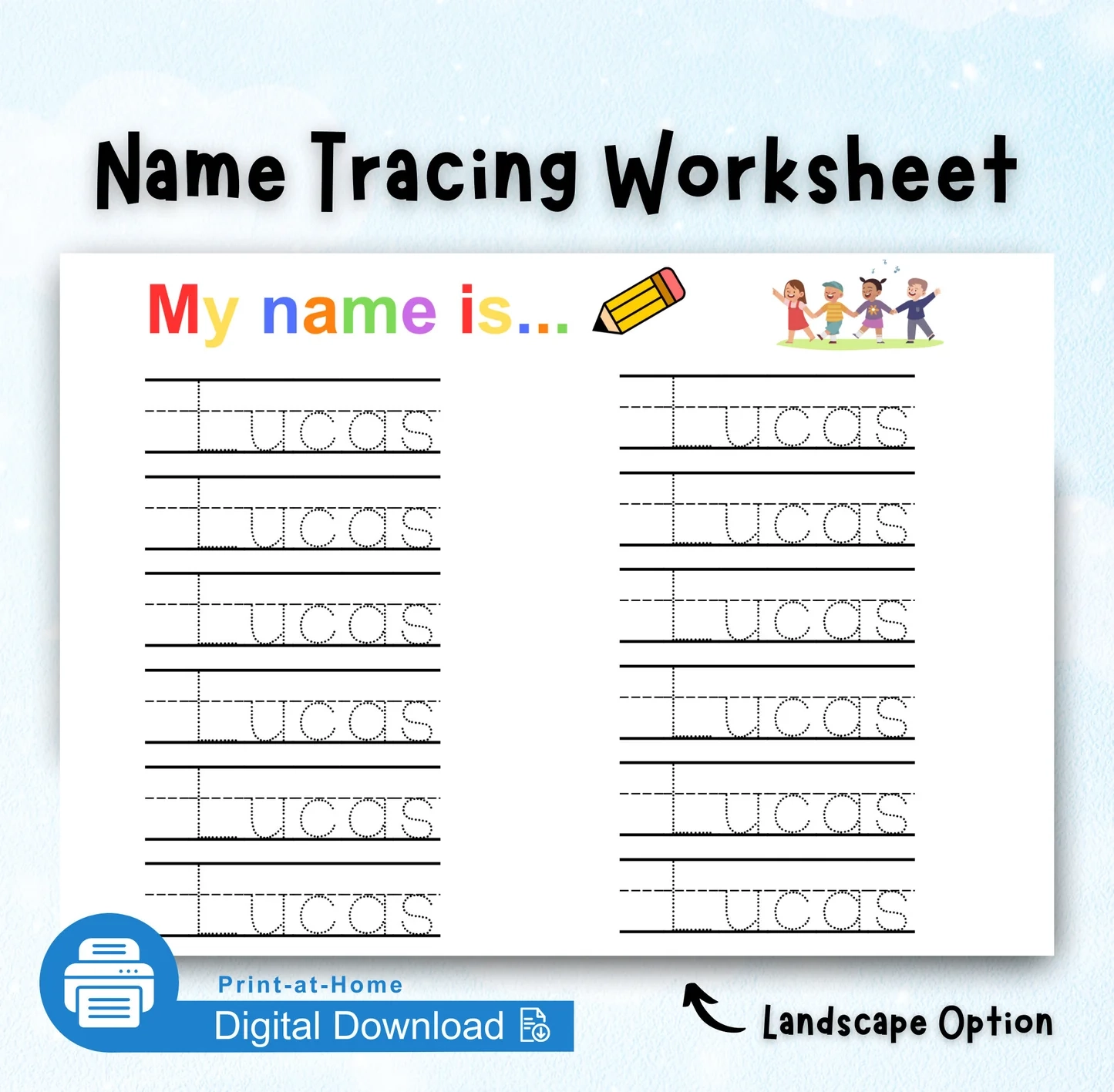 Digital Download Personalized Name Tracing Worksheet Shop At Felicity