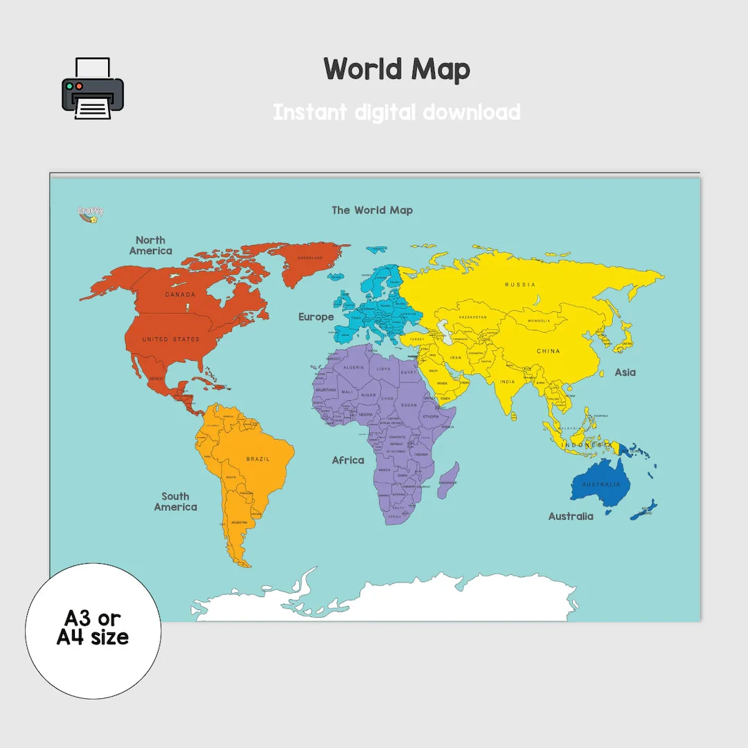 Digital Download World Map For Kids And Children Teachers And Schools Educational Learning Resources Countries And Geography Printables Etsy Digital Download World Map For Kids And Children Teachers And Schools Educational Learning Resources Countries And Geography Printables Etsy