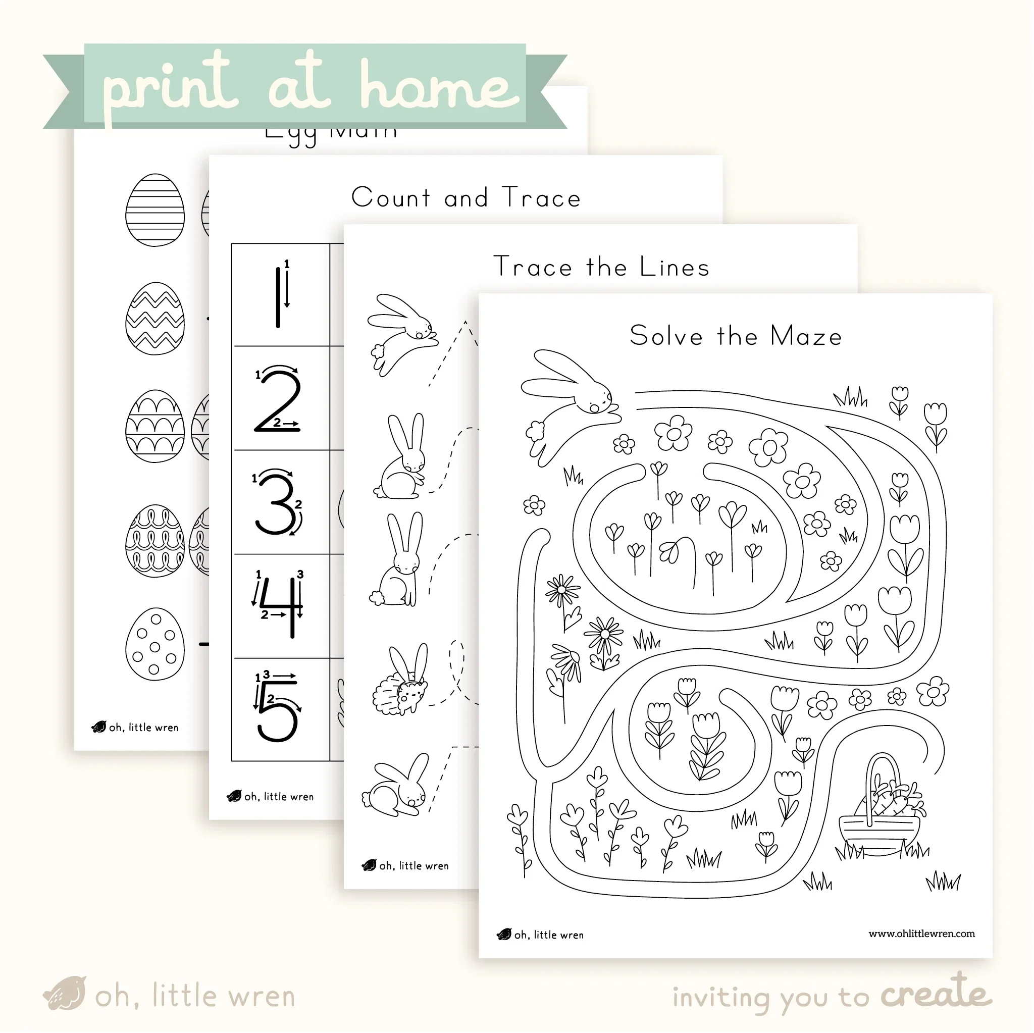 DIGITAL Easter Spring Preschool Worksheets 15 Pages Oh Little Wren Oh Little Wren 