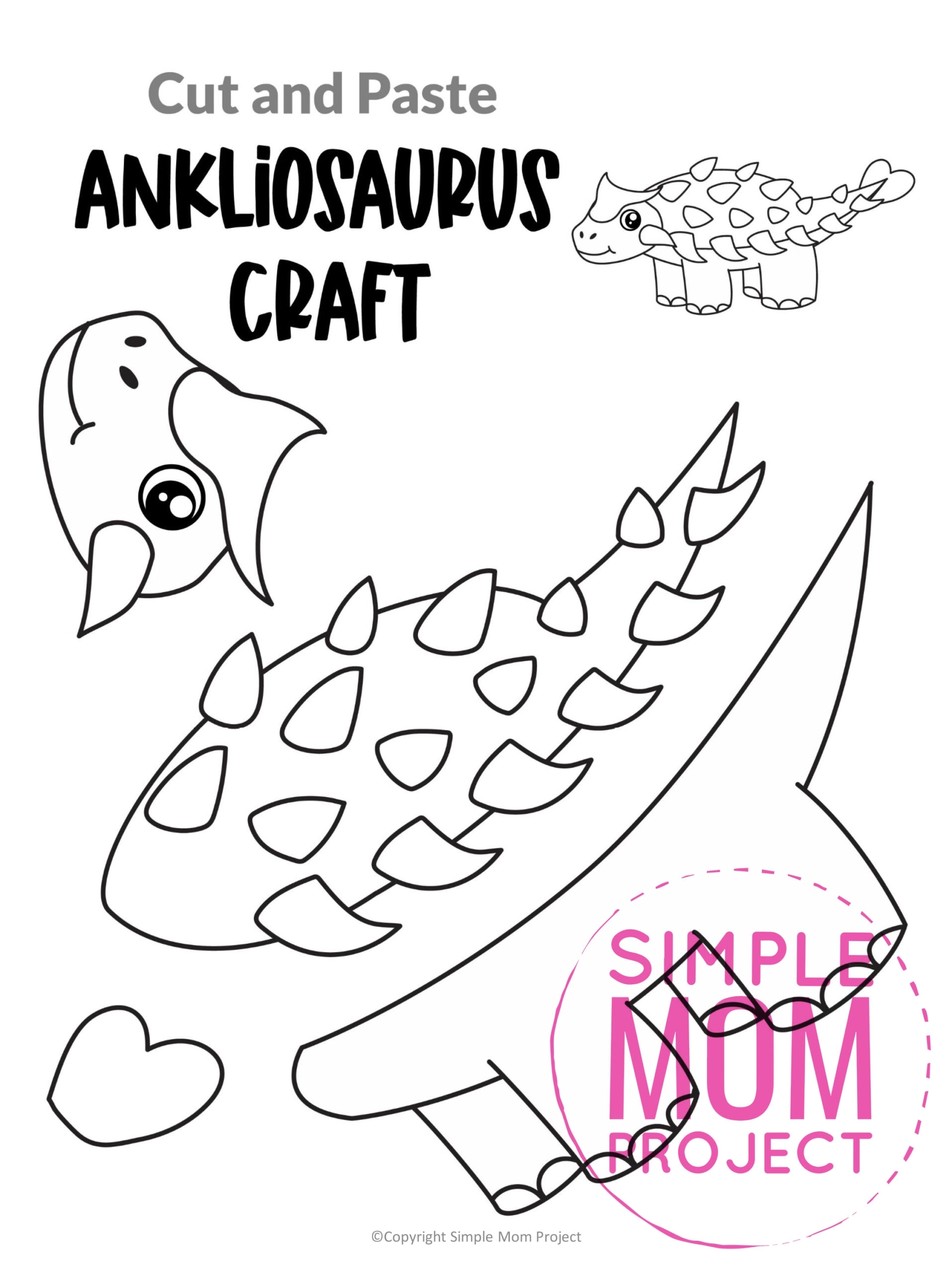 Dinosaur Crafts Mega Bundle 20 Printable Cut Paste Templates Color Black White Simple Mom Project Store
