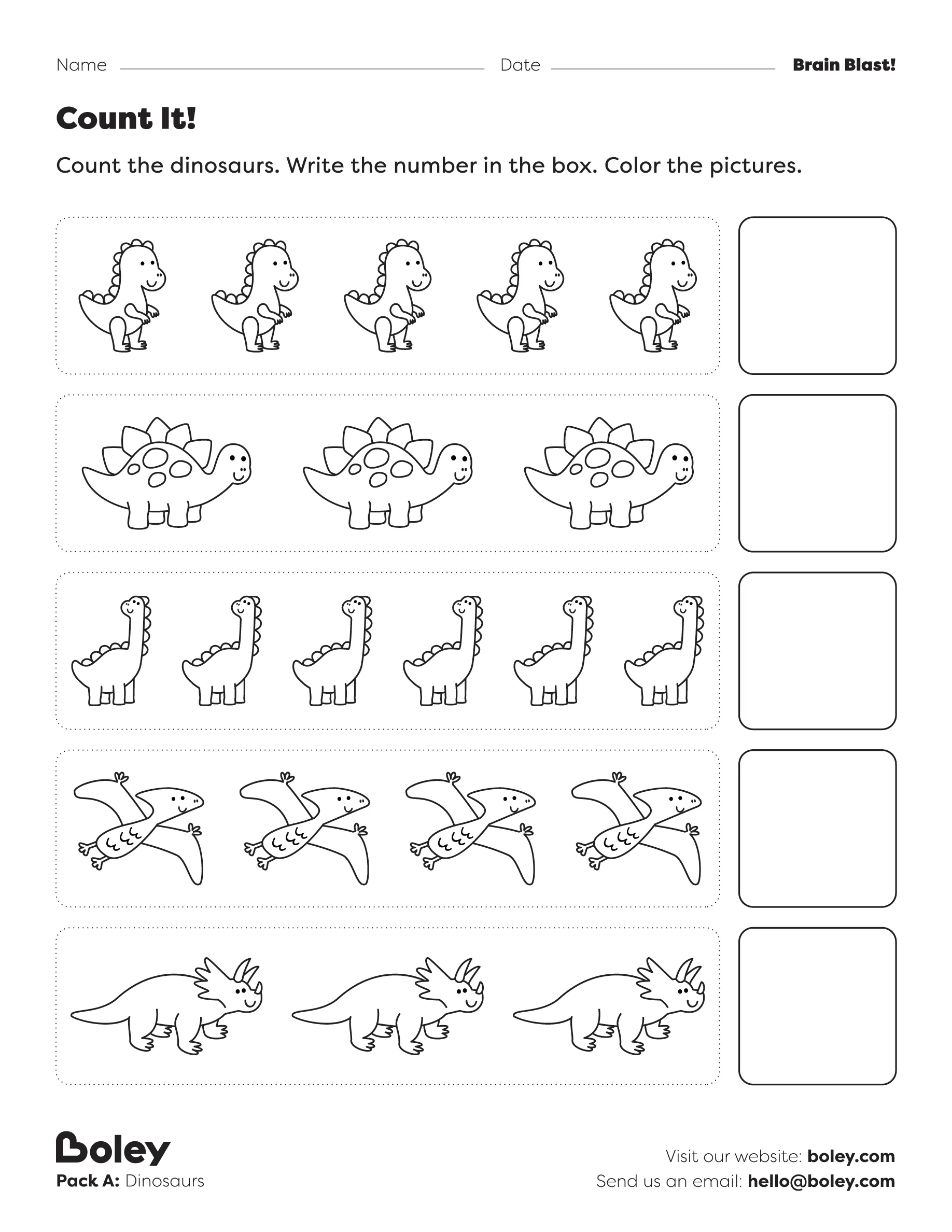 Dinosaur Worksheets Pack A Boley Store