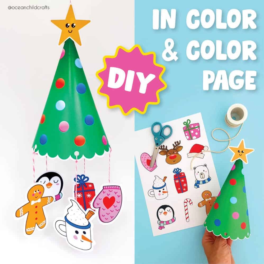 DIY Christmas Tree Mobile Craft Printable Ocean Child Crafts DIY Christmas Tree Mobile Craft Printable Ocean Child Crafts