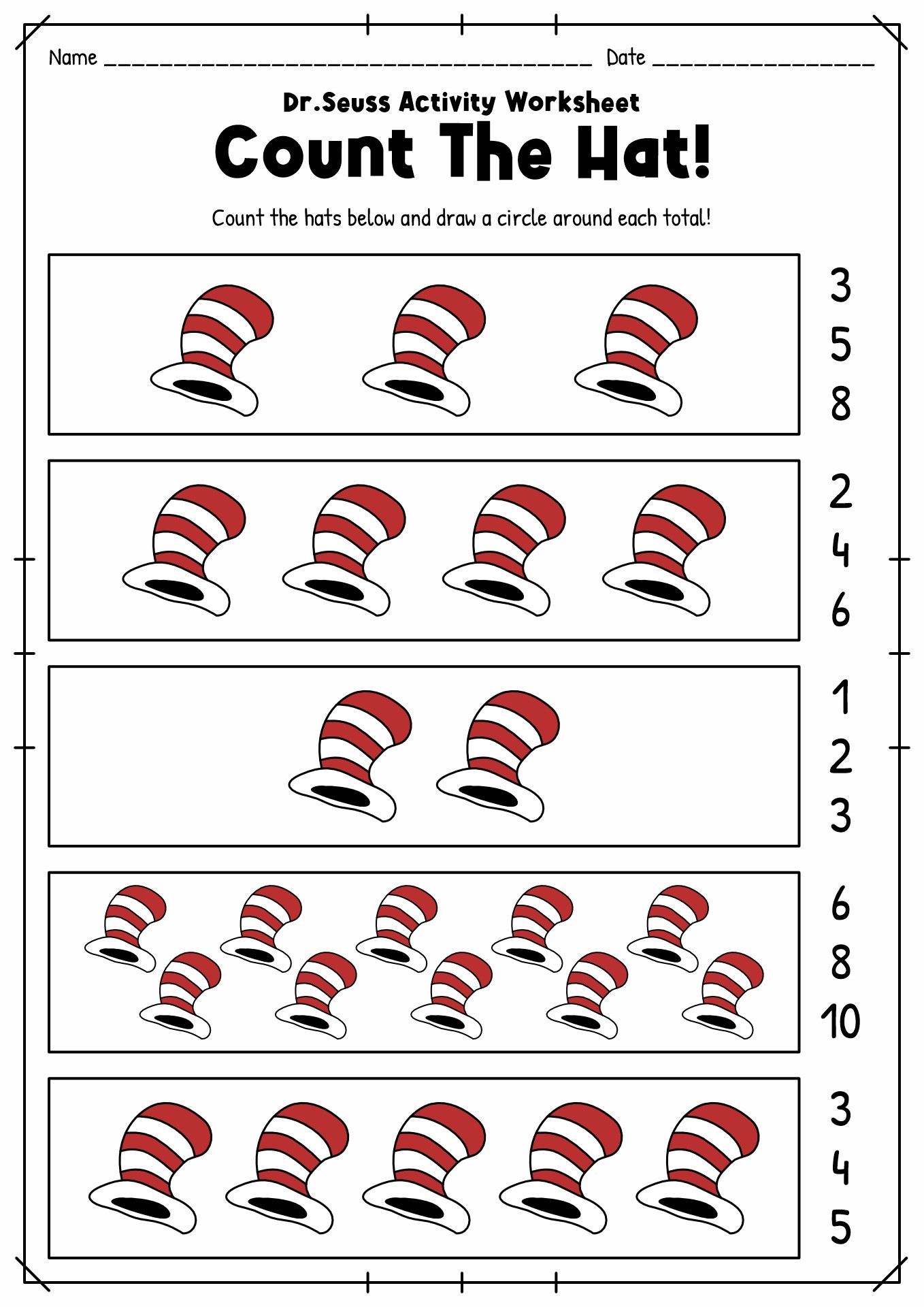 Dr Seuss Worksheets