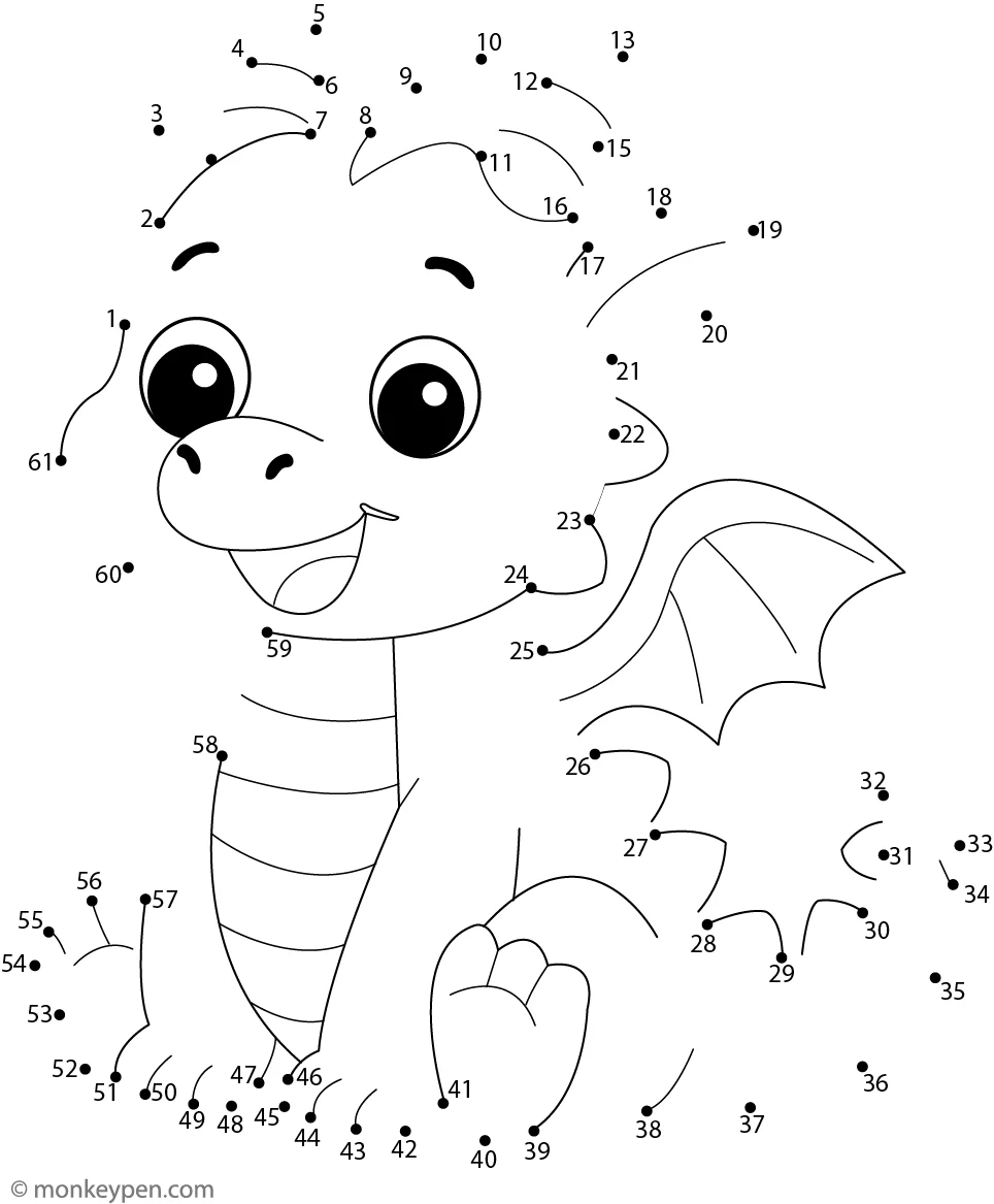 Dragon Fun Dot to Dot Printable Activity For Kids
