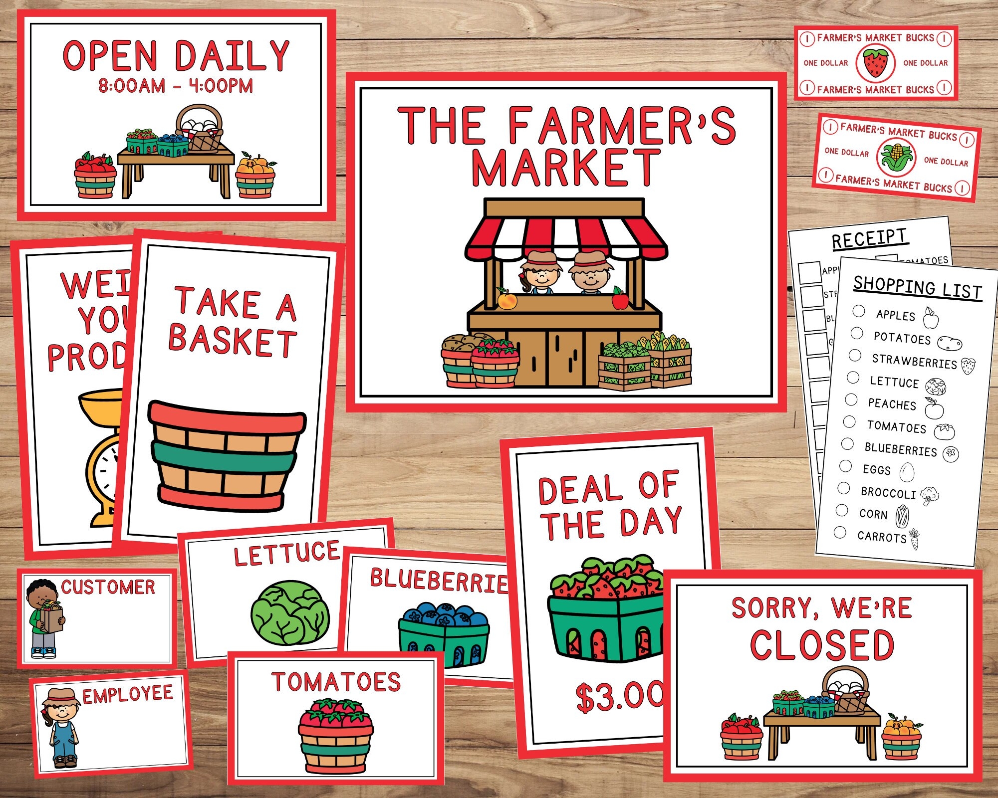 Dramatic Play Printables Farmer s Market Pretend Play Instant Download Etsy