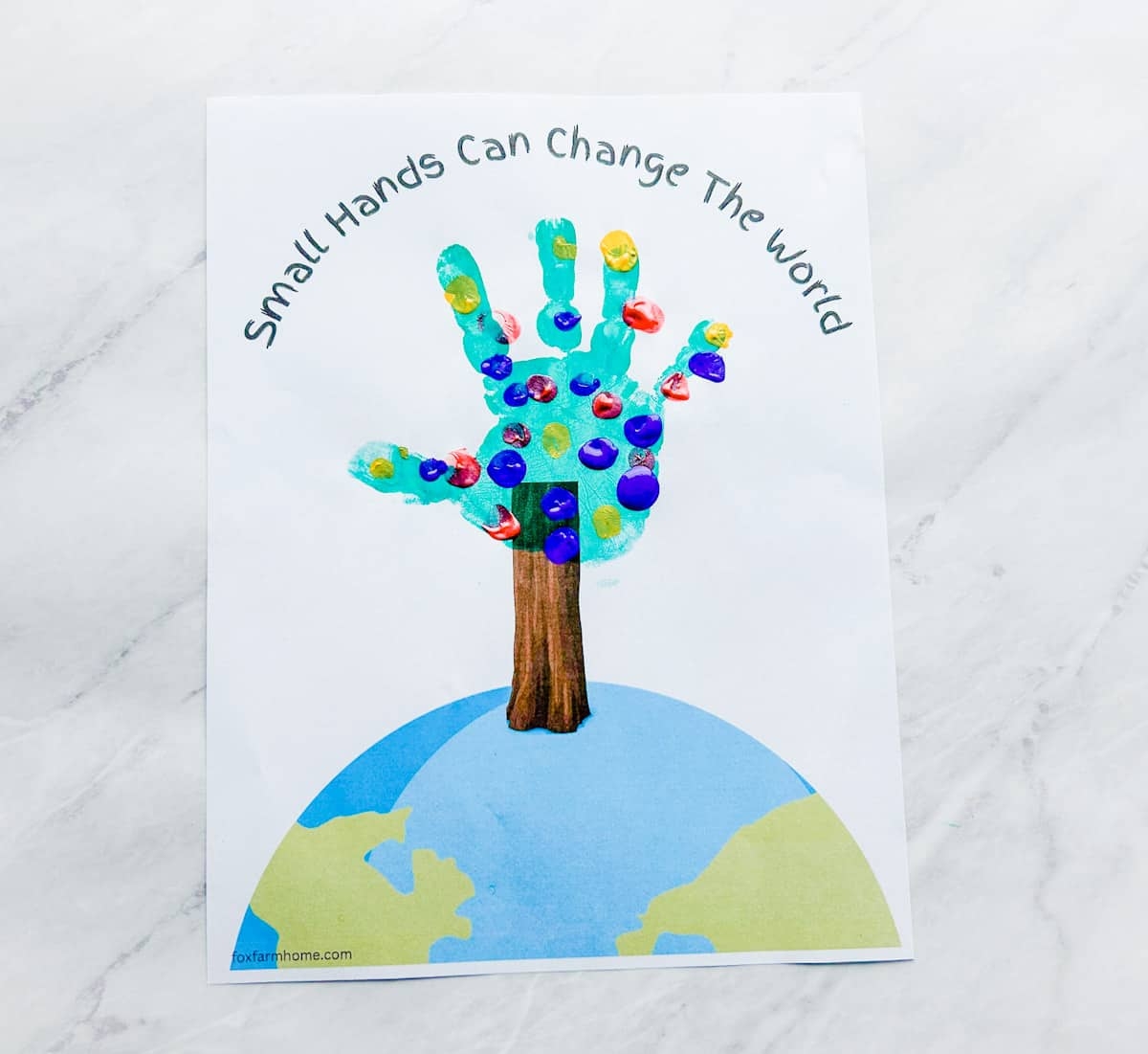 Earth Day Handprint Craft For Kids Printable Template Fox Farm Home