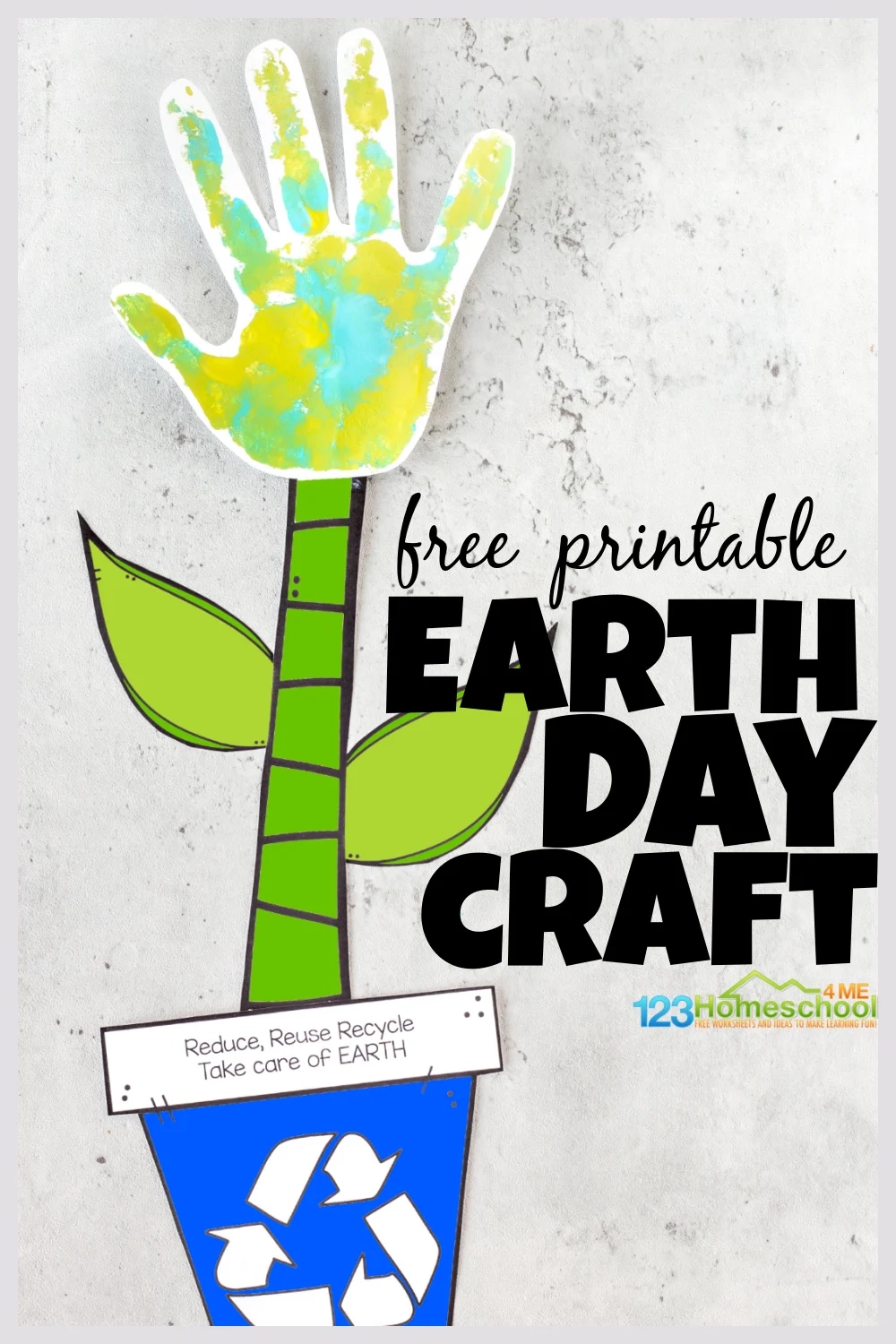 Earth Day Handprint Flower Craft Preschool free Printable Template