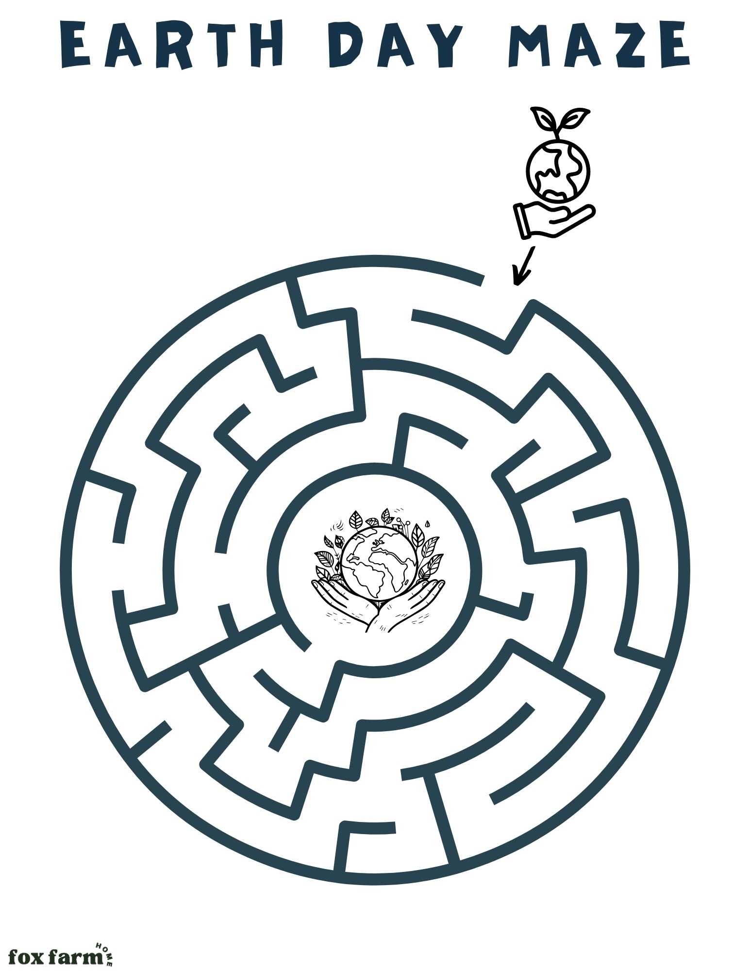 Earth Day Maze Free Printable Activity For Kids Fox Farm Home Earth Day Maze Free Printable Activity For Kids Fox Farm Home