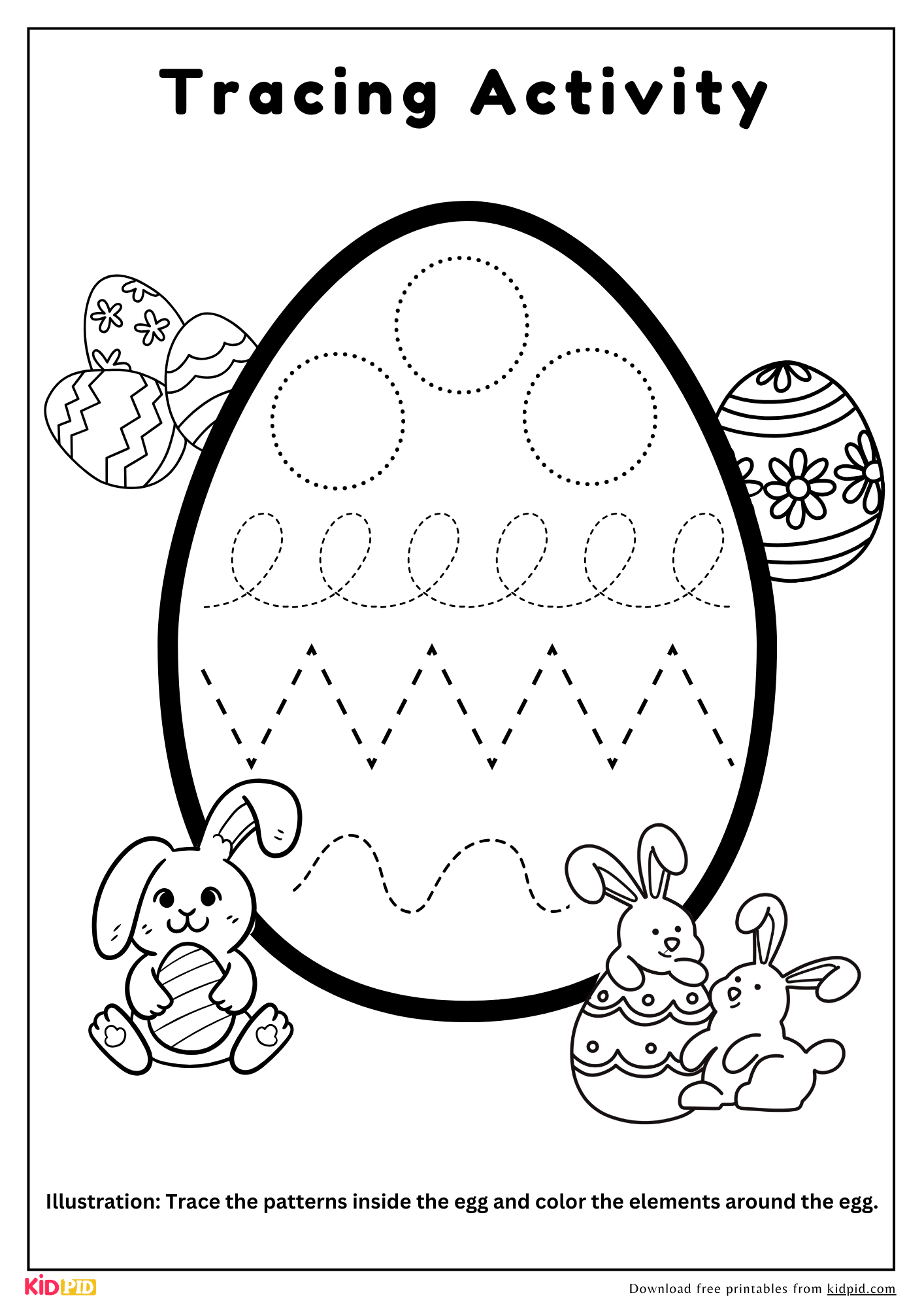 Easter Tracing And Coloring Activities For Kids Free Printable Kidpid