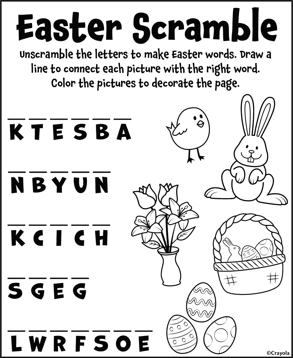 Easter Word Scramble Free Easter Coloring Page