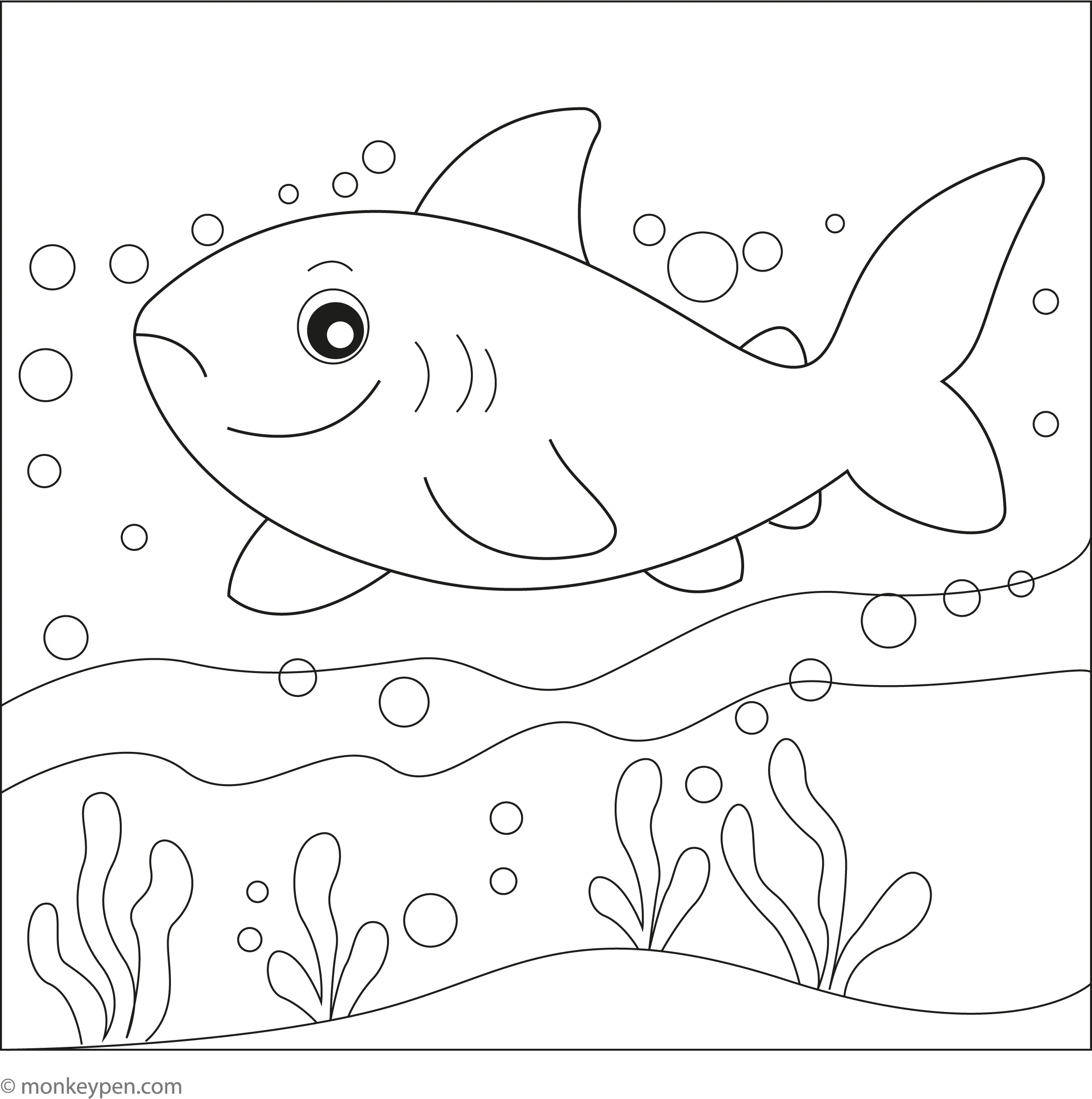 Easy Shark Coloring Page Free Printable For Kids