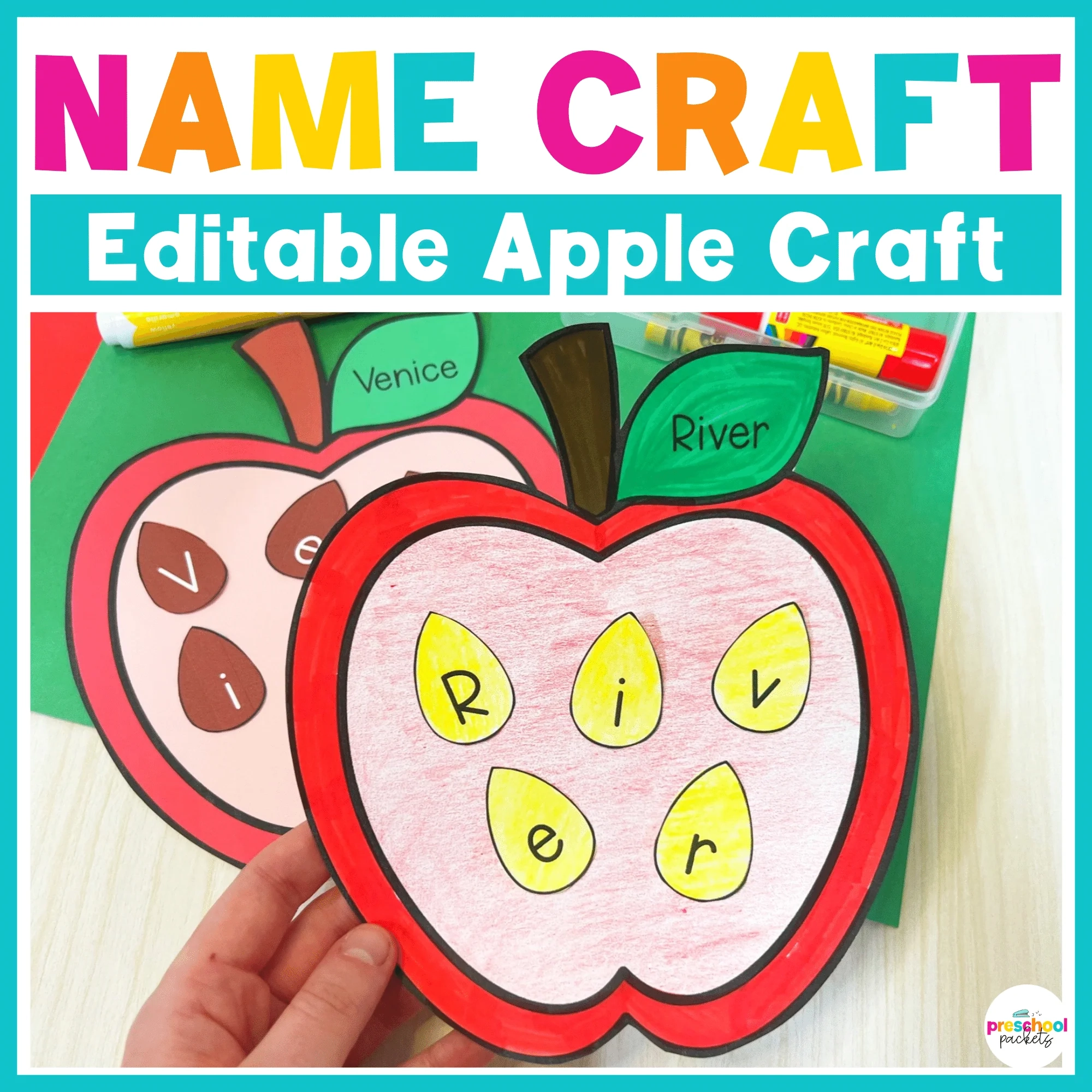 Editable Apple Name Craft Fall Preschool Packets