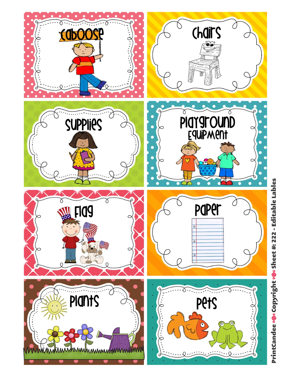Editable Classroom Label Cards Organize Learning Spaces With Fun Illustrations 3583069 Clipart Library