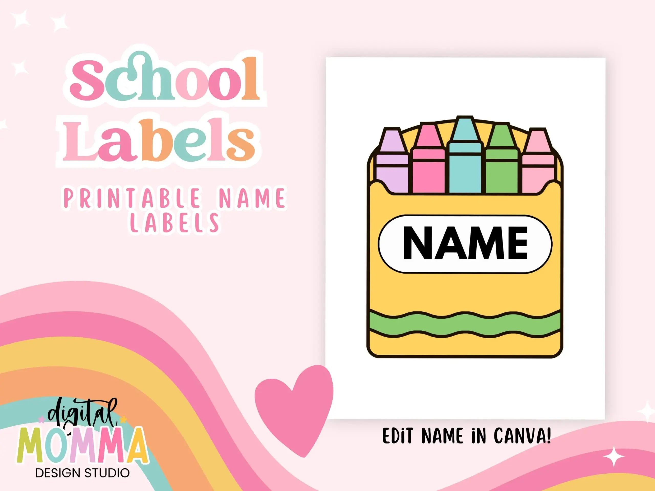 Editable Crayon Box Name Label School Cubby Tag PDF File Etsy