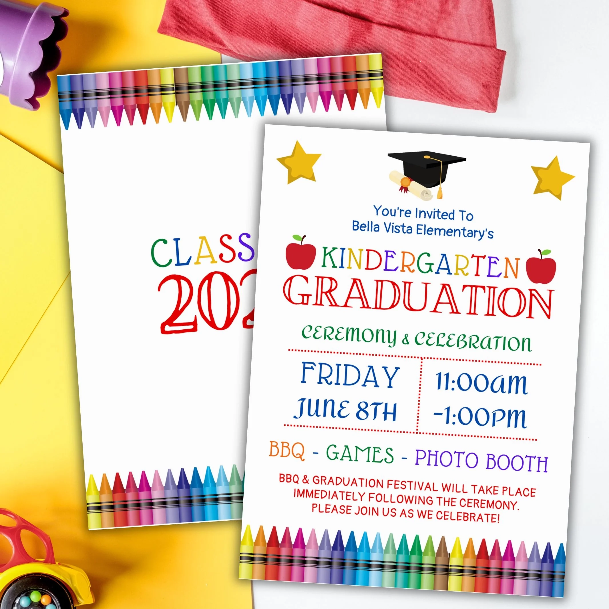 Editable Kindergarten Graduation Invitation Simple Desert Designs