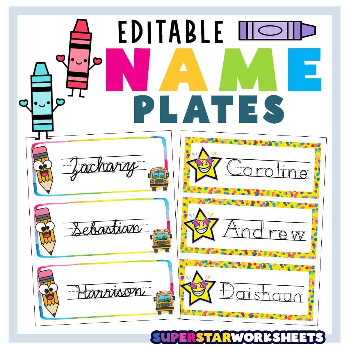 Editable Name Plates Free Printables Superstar Worksheets