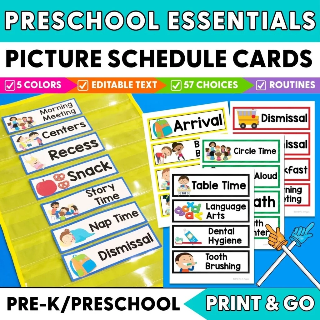 Editable Picture Schedule Cards Pre K Pages