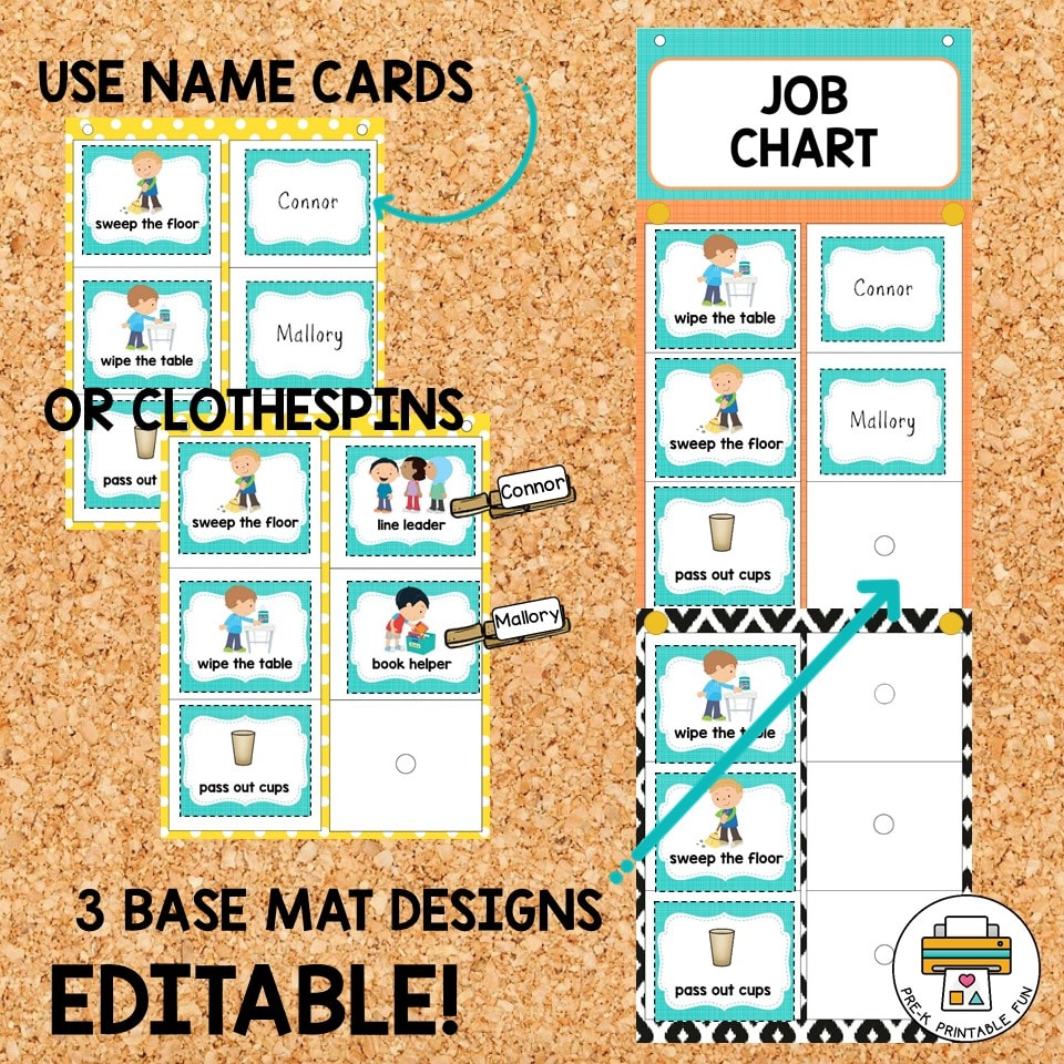 Editable Preschool Job Chart Editable Preschool Job Chart