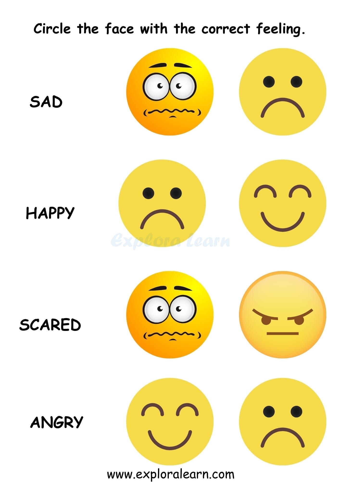 Emotions Worksheets For Preschool And Kindergarten 2 To 6 Years Kids