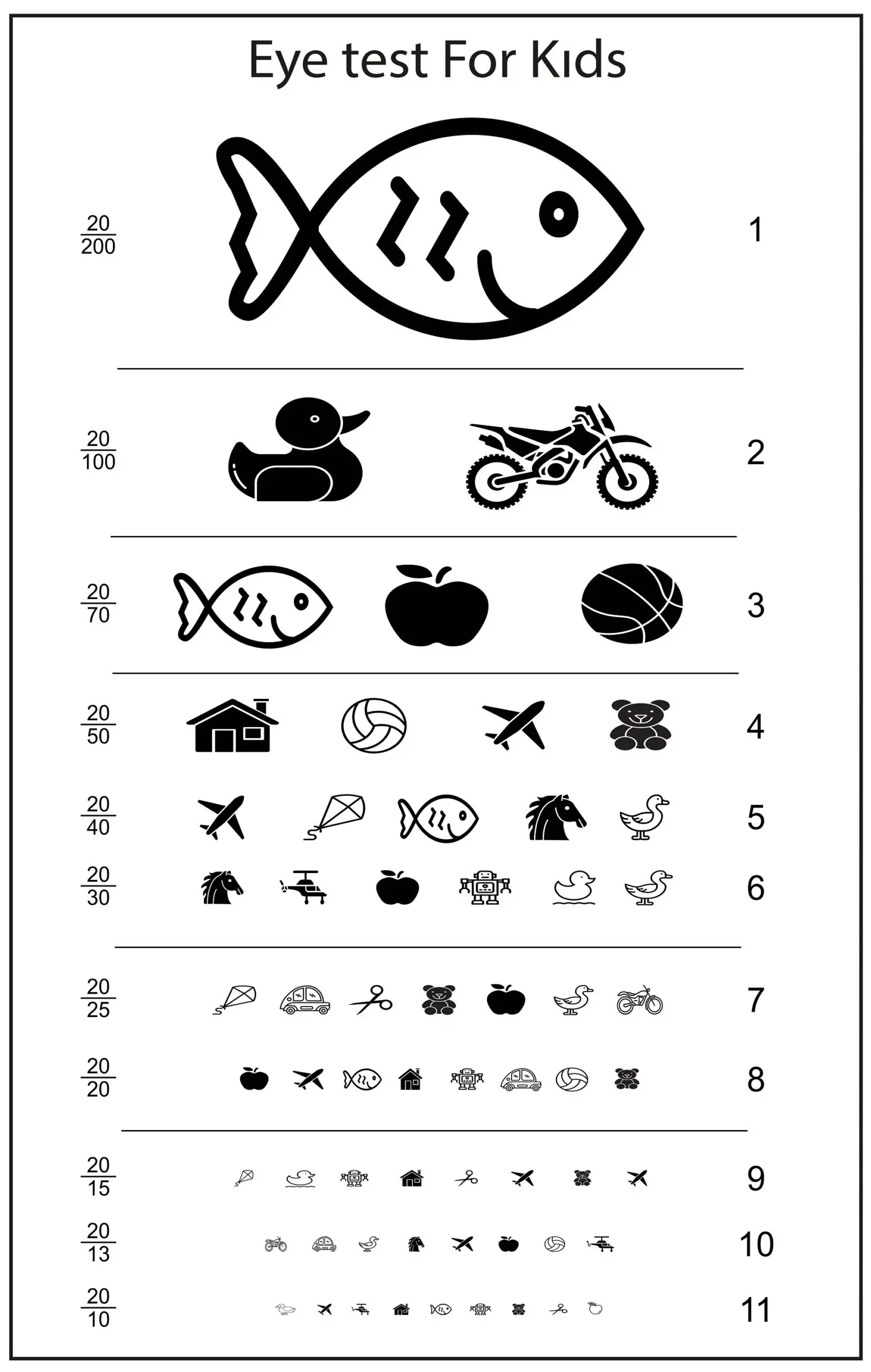 Eye Test Chart For Kids PRINT READY Etsy