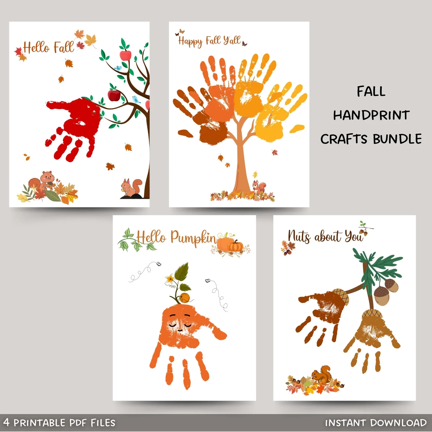 Fall Handprint Crafts Printable DIY Autumn Art For Baby Toddler Kids Scribbled LLC