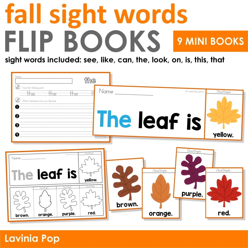 Fall Sight Word Fluency Flip Books In My World Fall Sight Word Fluency Flip Books In My World