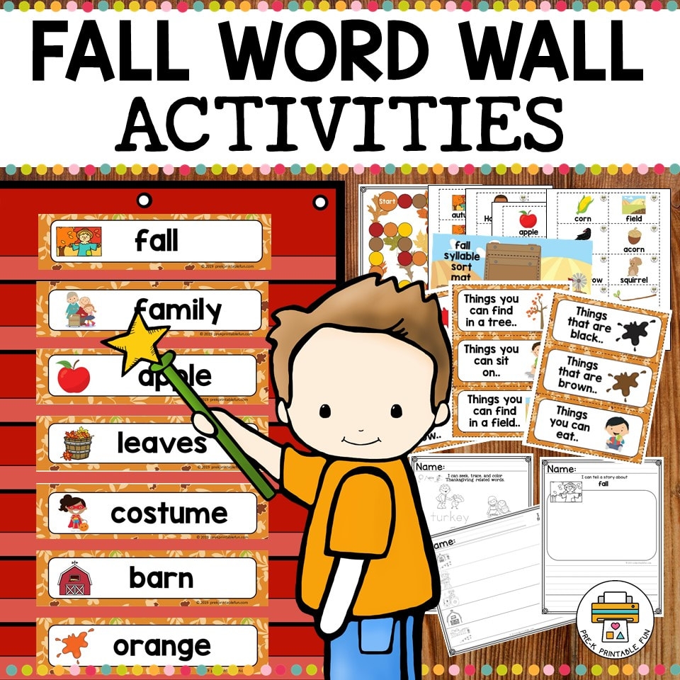 Fall Word Wall Activities Pre K Printable Fun