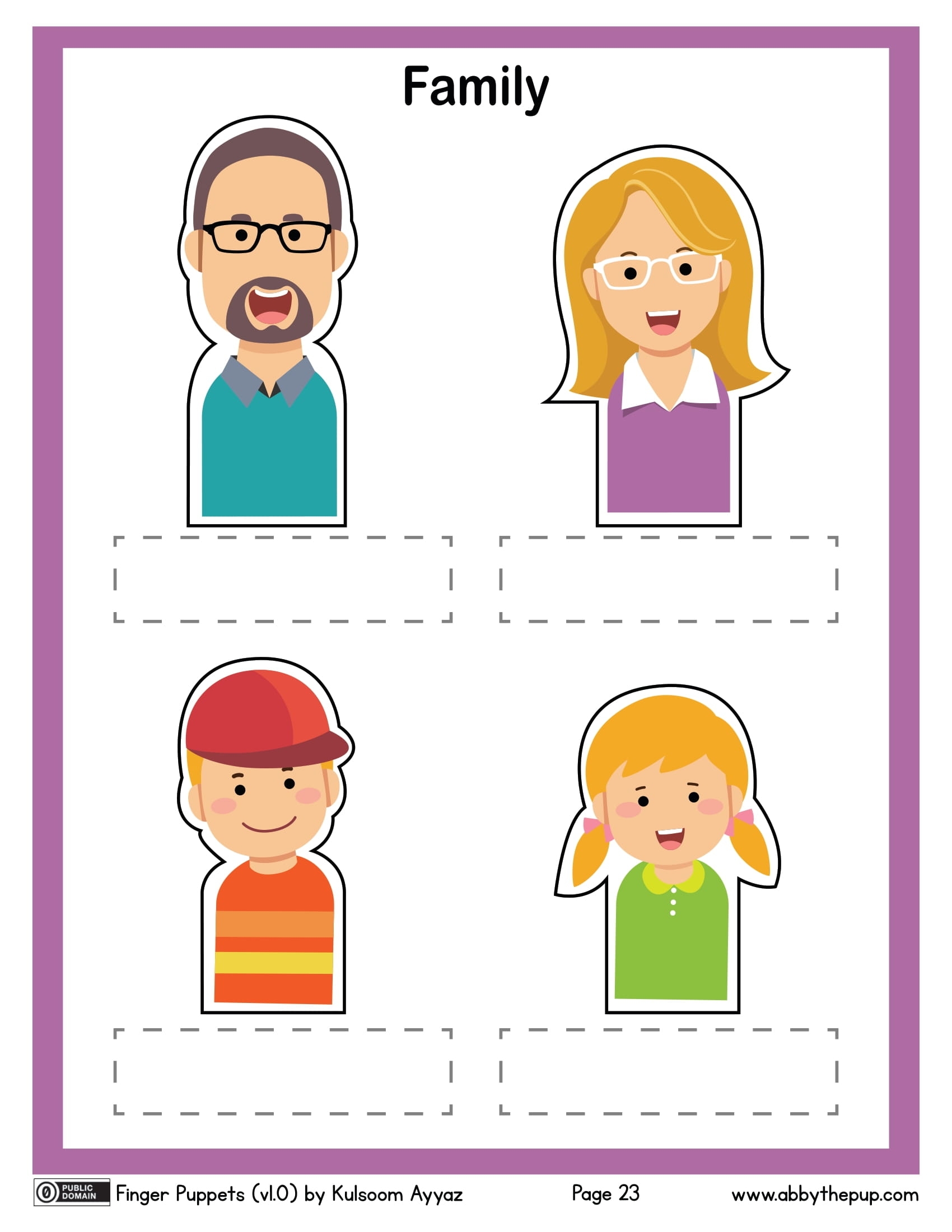 Family Finger Puppets Free Printable Paper raft Templates