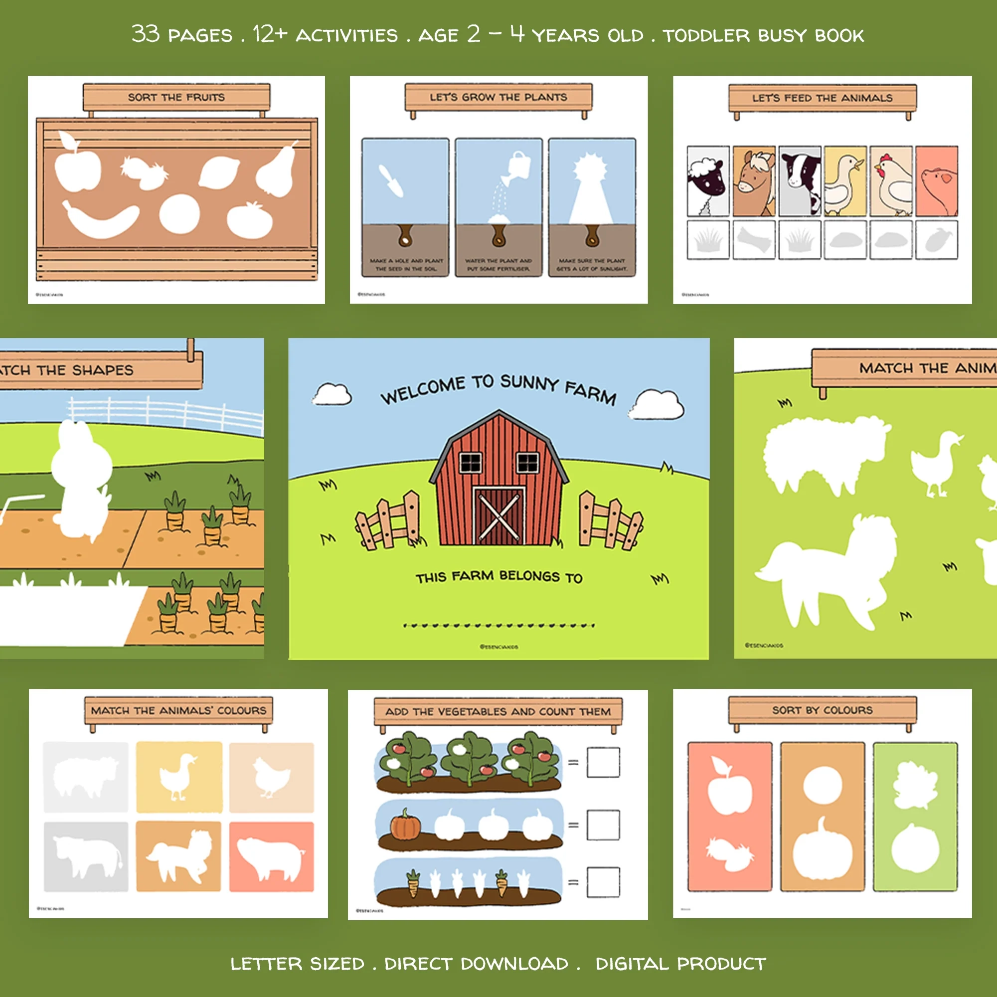 Farm Animals Busy Book Preschool Toddler Busy Books Preschool Print Esencia Kids