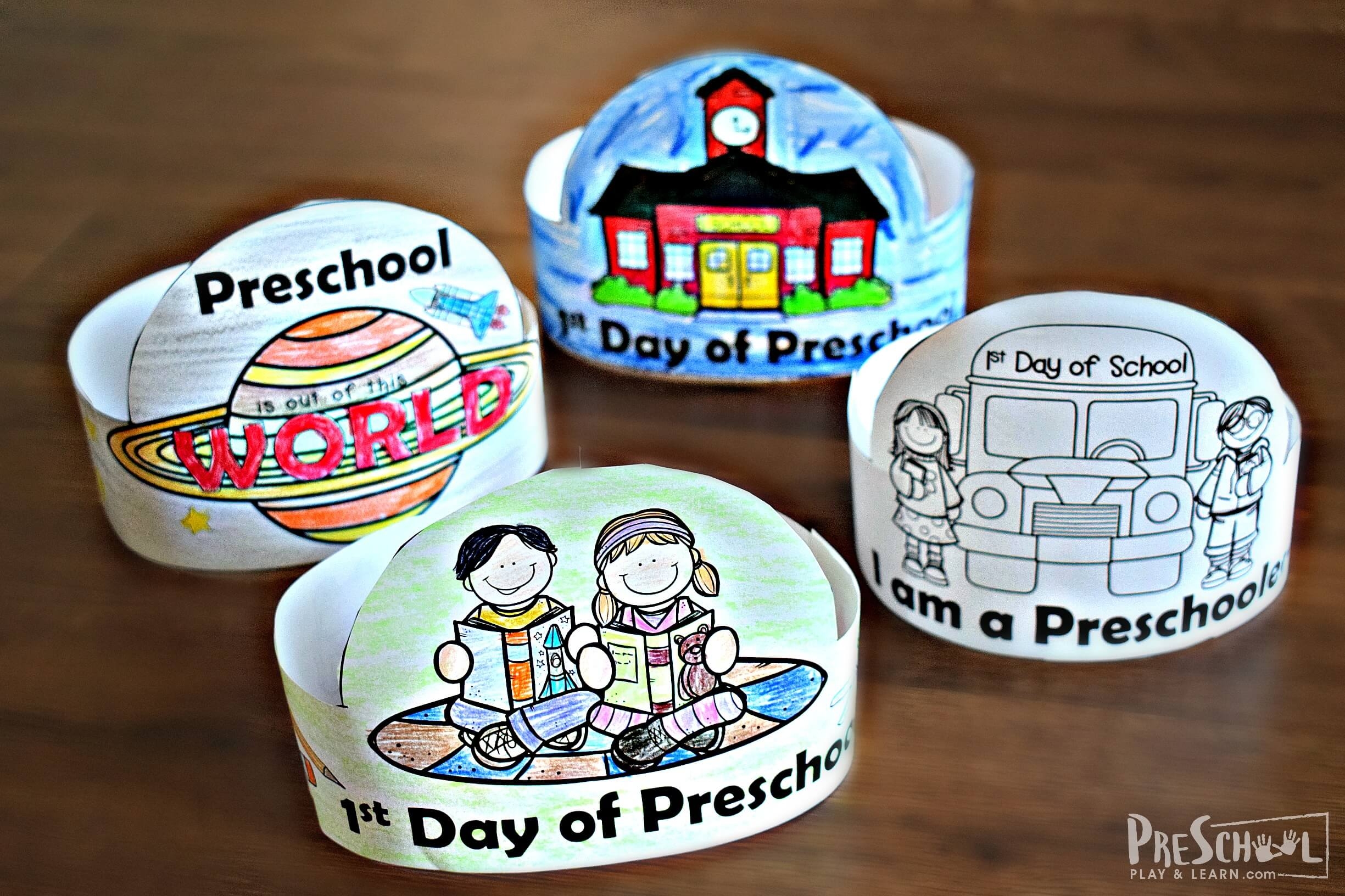 First Day Of Preschool Back To School Hats FREE Printable First Day Of Preschool Back To School Hats FREE Printable