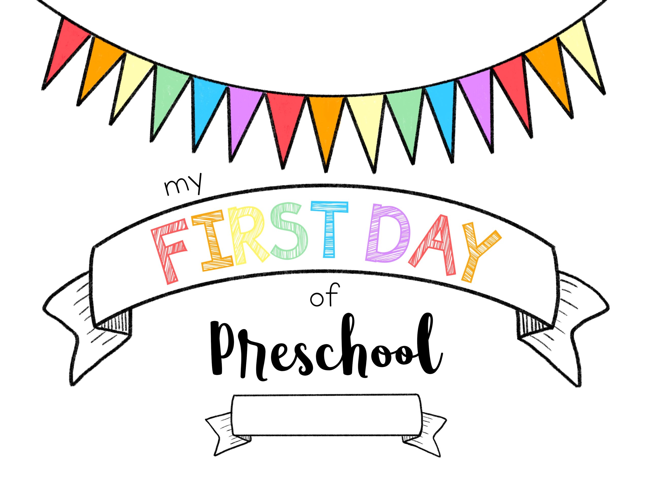 First Day Of Preschool Sign Color MeganHStudio First Day Of Preschool Sign Color MeganHStudio