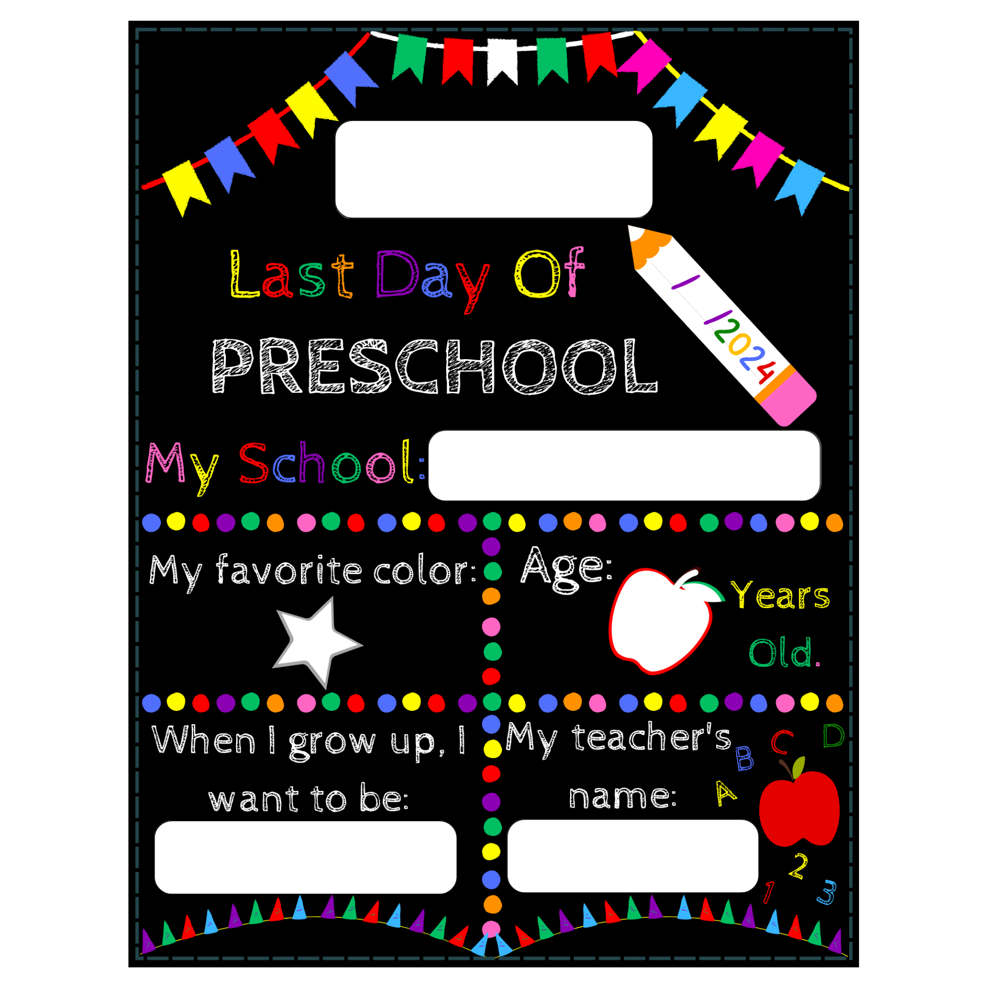 First Day Of Preschool Sign first And Last Day Of School Sign Chalkboard Sign Made By Teachers