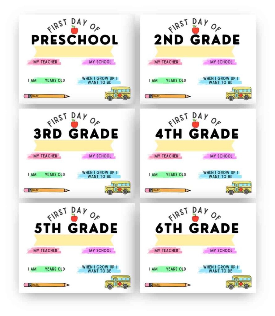 First Day Of School Signs Free Printable MindyMakes First Day Of School Signs Free Printable MindyMakes