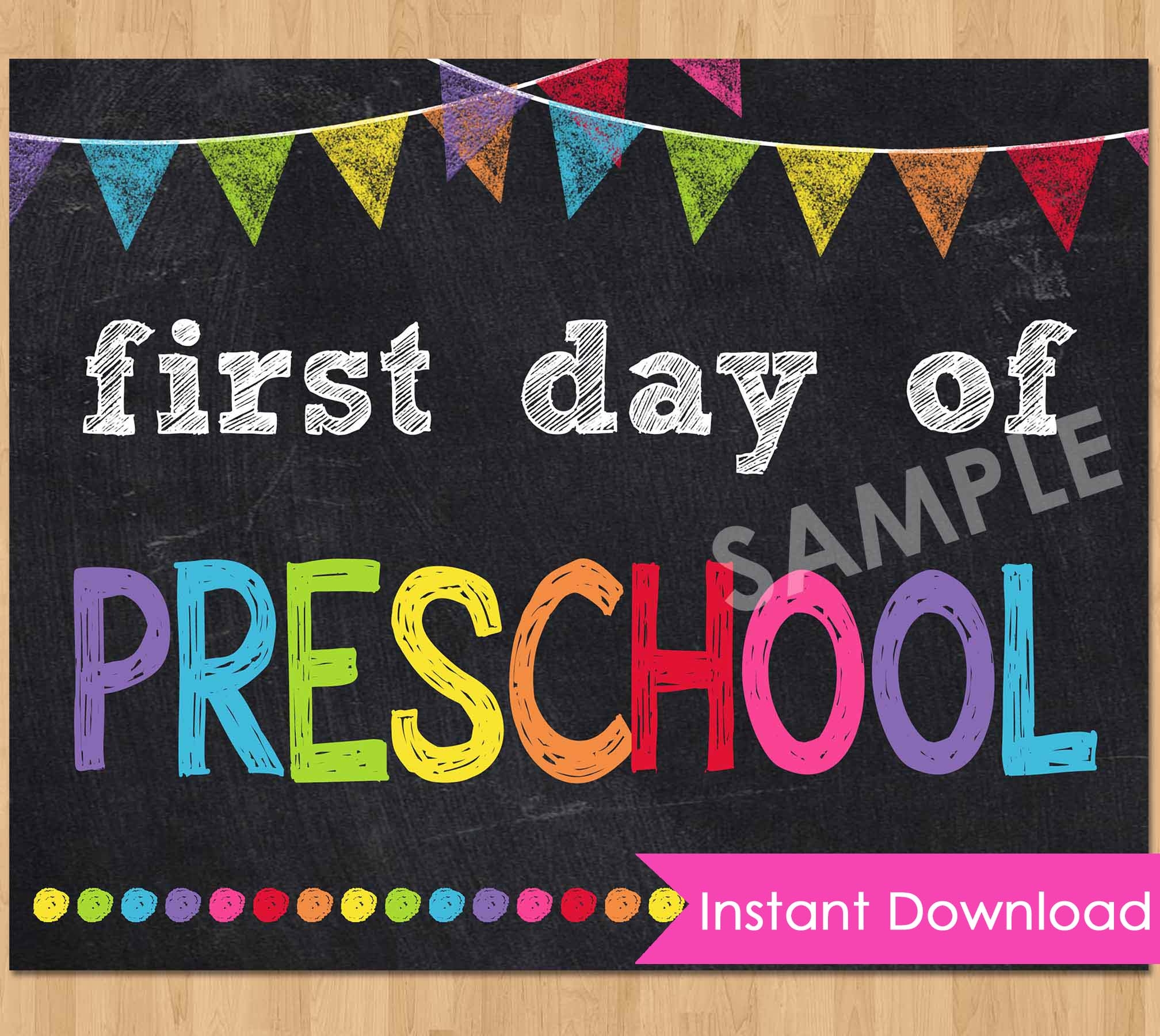 First Day Of School Signs INSTANT DOWNLOAD Printable Preschool To Hig Kids Party Printables Invitations Chalkboard Signs Party Supplies