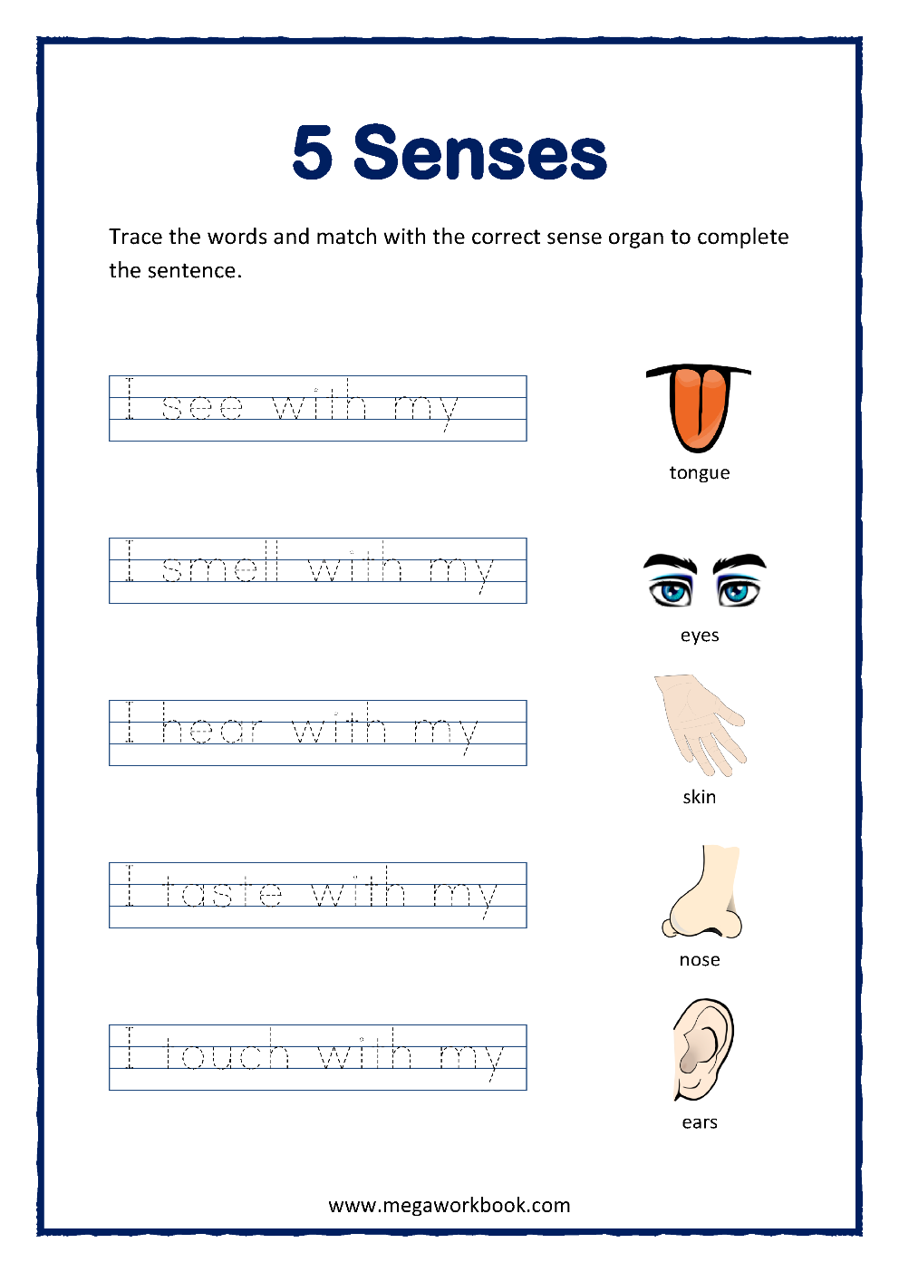 Five Senses Worksheets For Preschool And Kindergarten MegaWorkbook