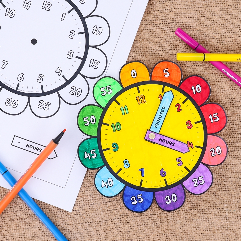 Flower Clock Paper Card CleverPatch CleverPatch Art Craft Supplies Flower Clock Paper Card CleverPatch CleverPatch Art Craft Supplies