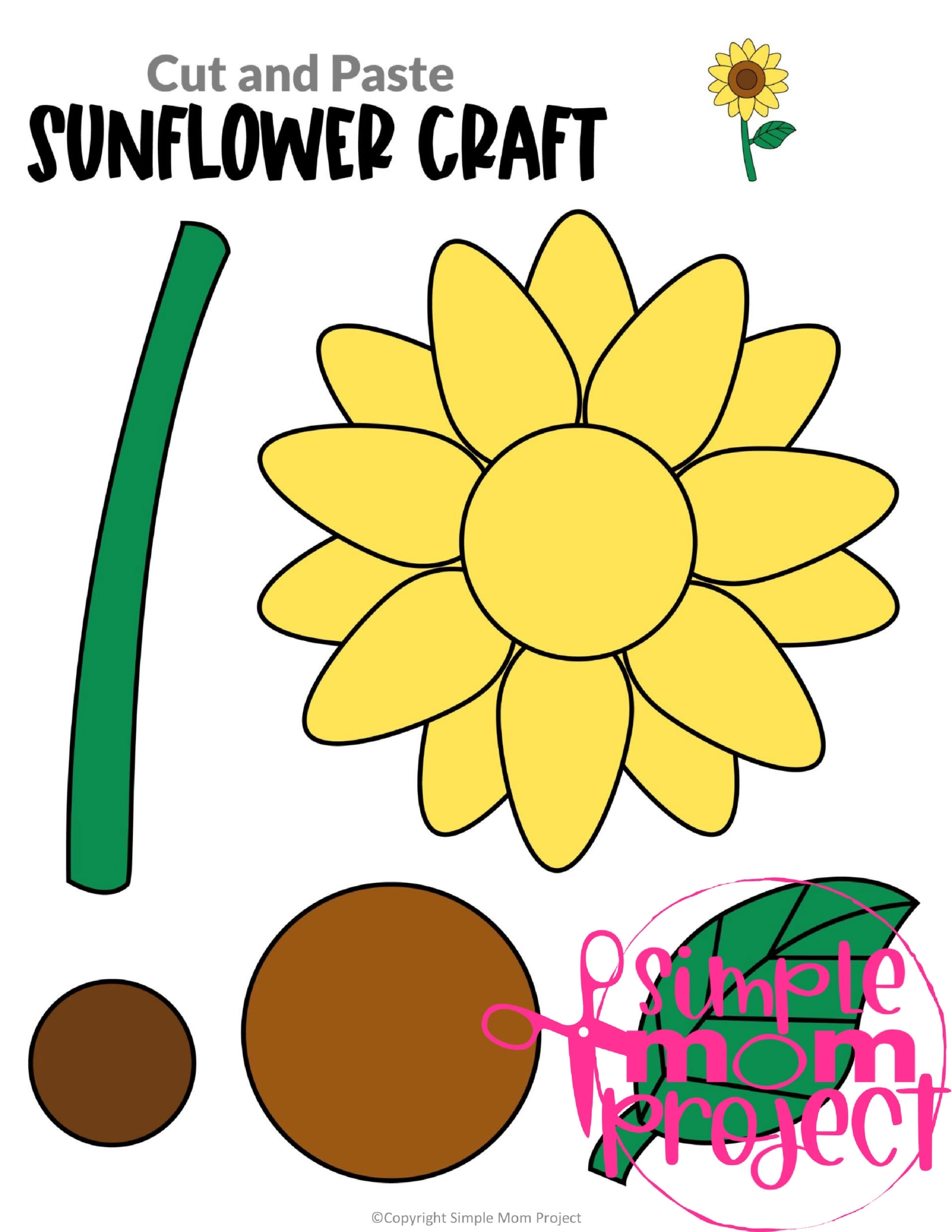 Flower Crafts 8 Full Color Printable Cut Paste Templates For Kids Simple Mom Project Store