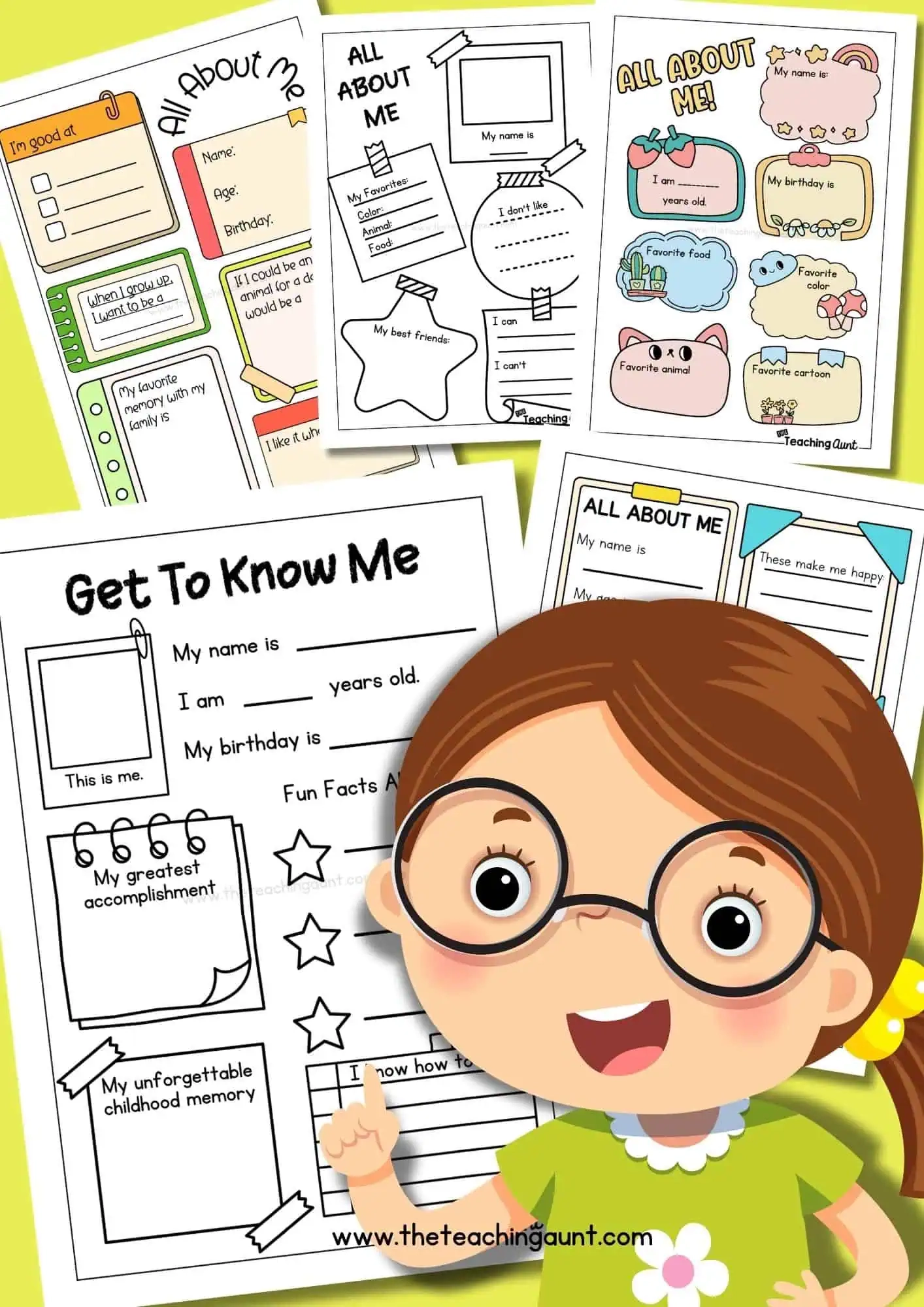 Free All About Me Worksheets For Preschool Kindergarten The Teaching Aunt
