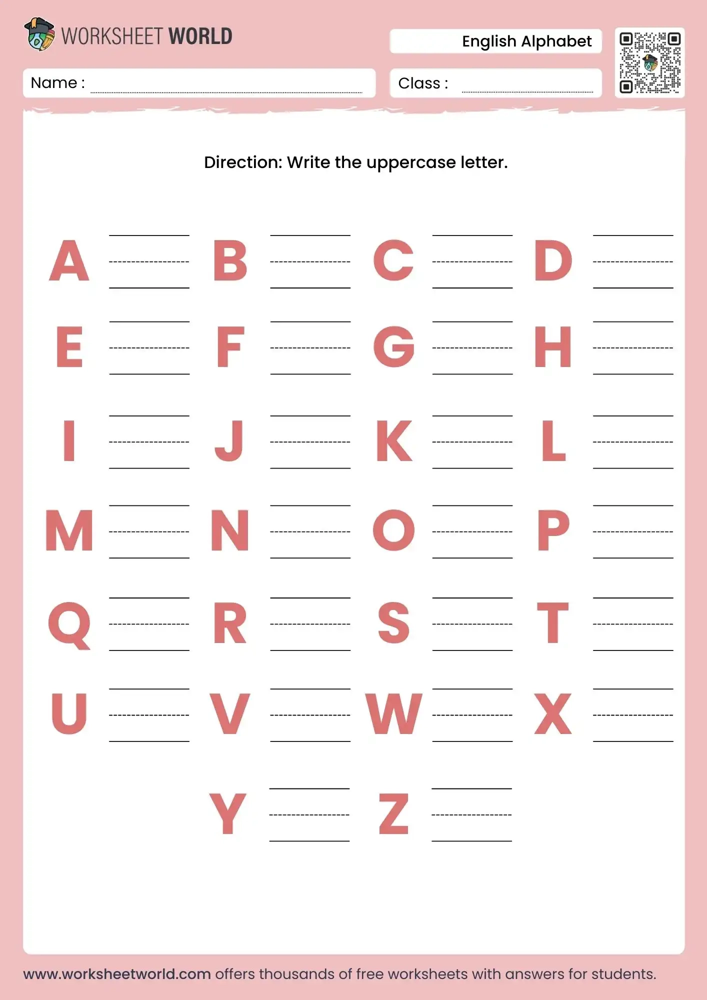 Free Alphabet Writing Worksheets For Kids Worksheet World