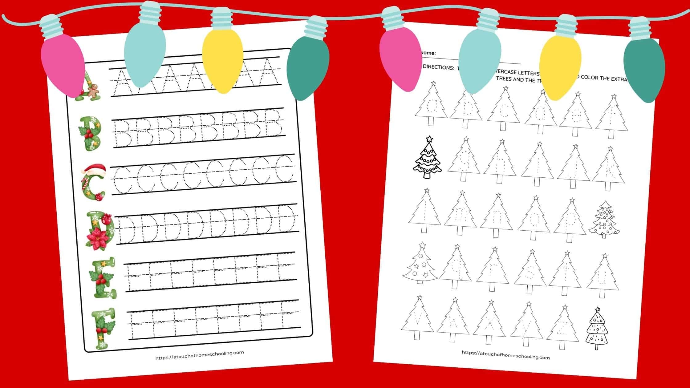 FREE Christmas Alphabet Printable Worksheets For Preschool Kindergarten