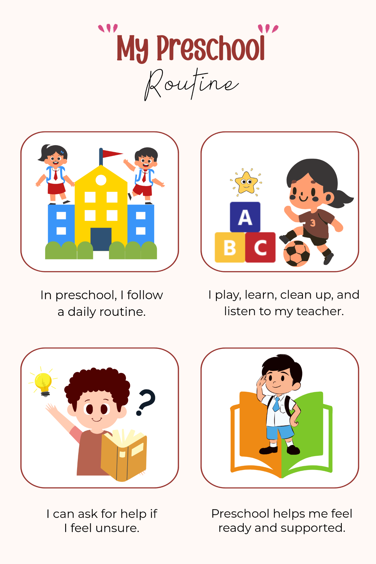 Free Colorful Preschool Social Story Template To Edit Online